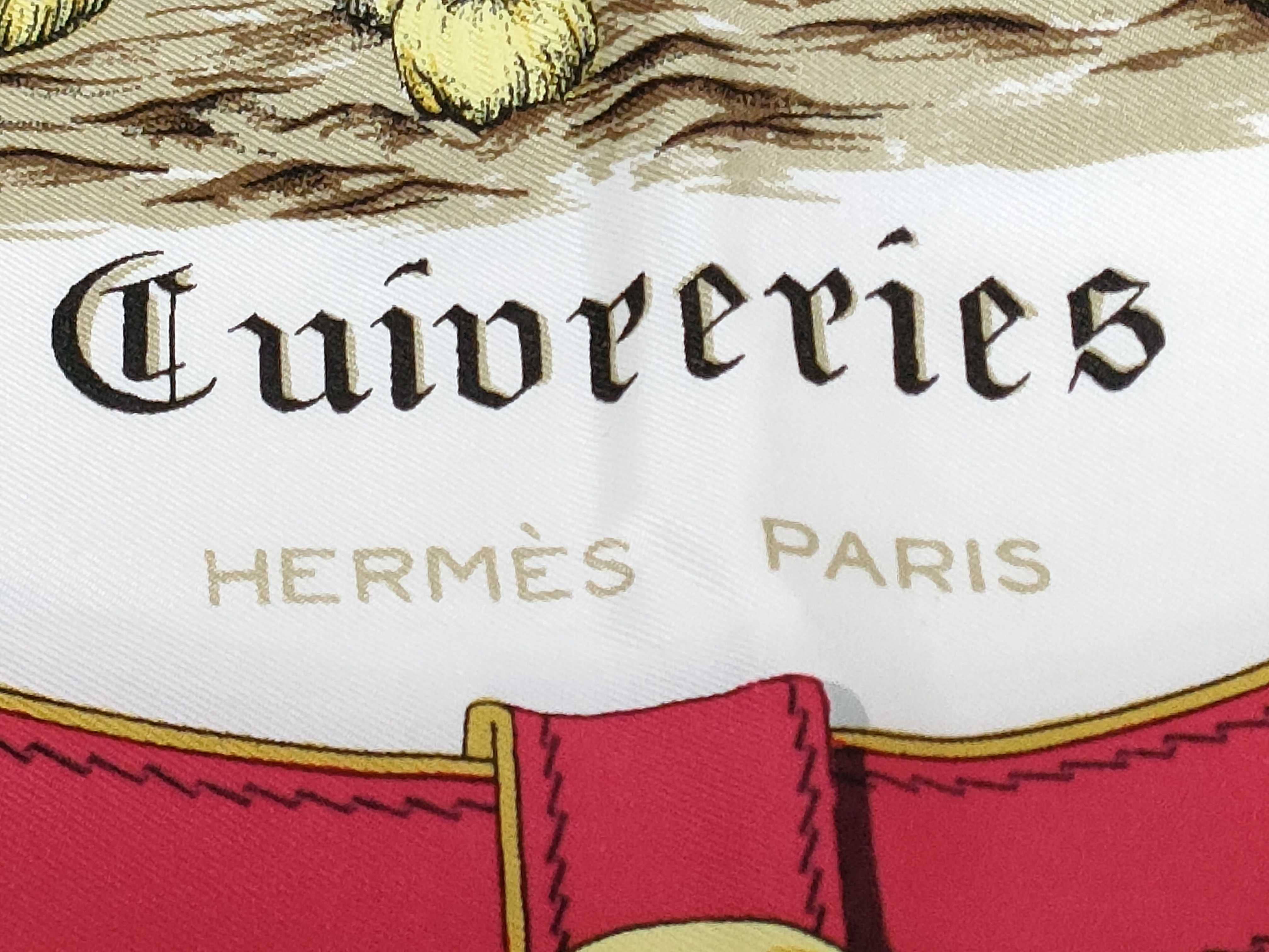 Hermes Cuivreries Silk Carre 90 Scarf by Francoise de la Perriere