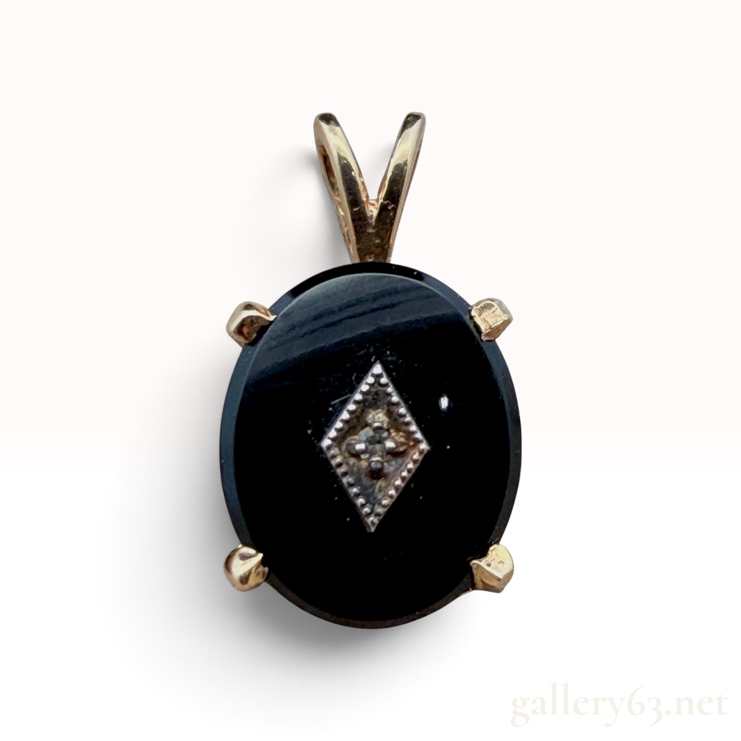 14k Onyx Diamond Pendant