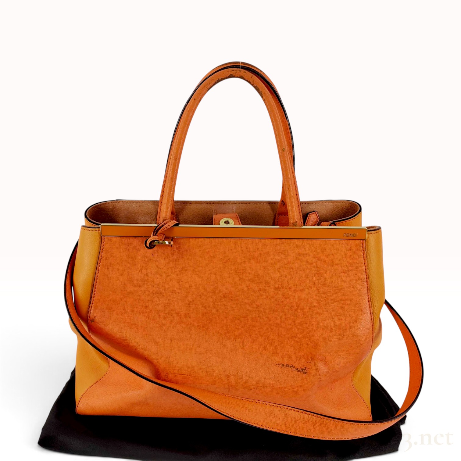 Fendi Orange Saffiano and Smooth Leather 2Jours Medium Tote Bag