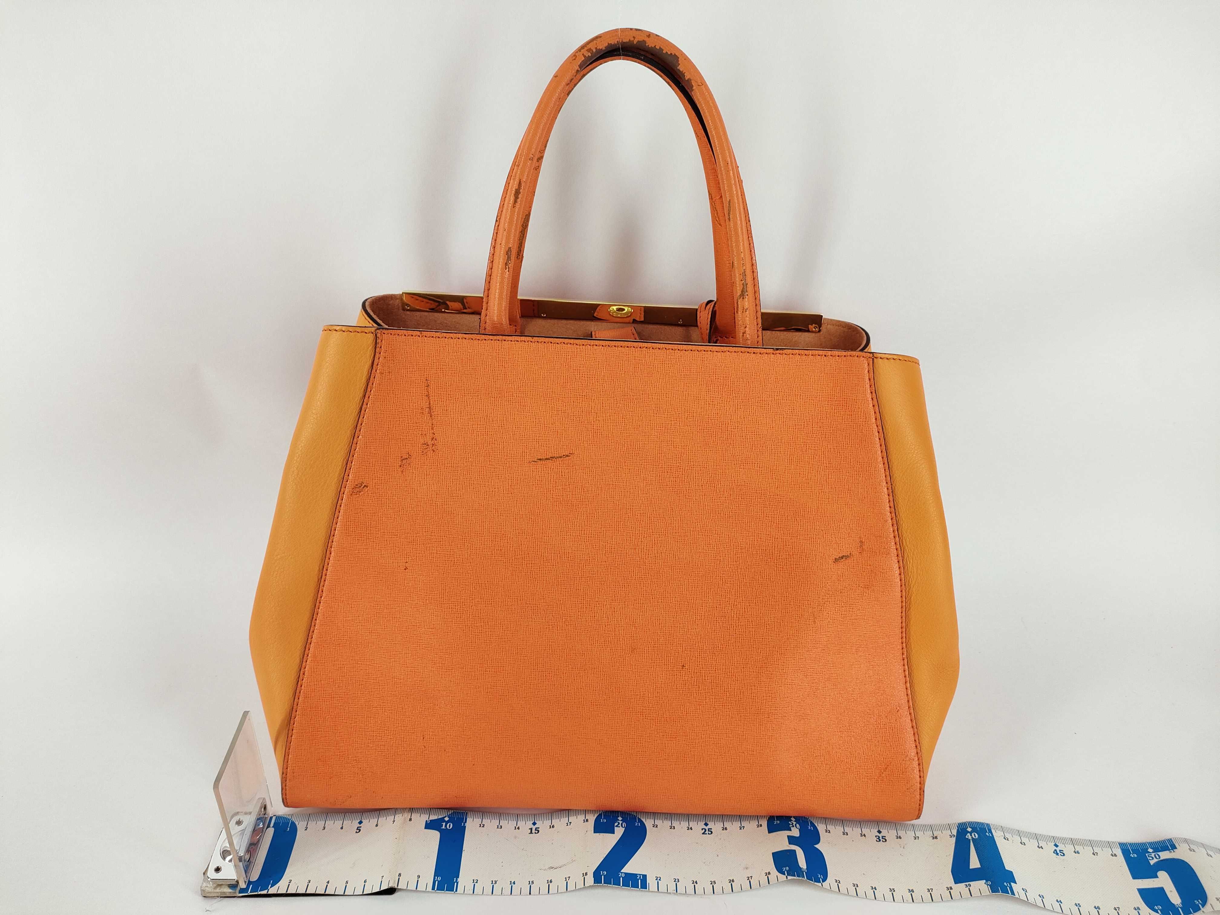 Fendi Orange Saffiano and Smooth Leather 2Jours Medium Tote Bag