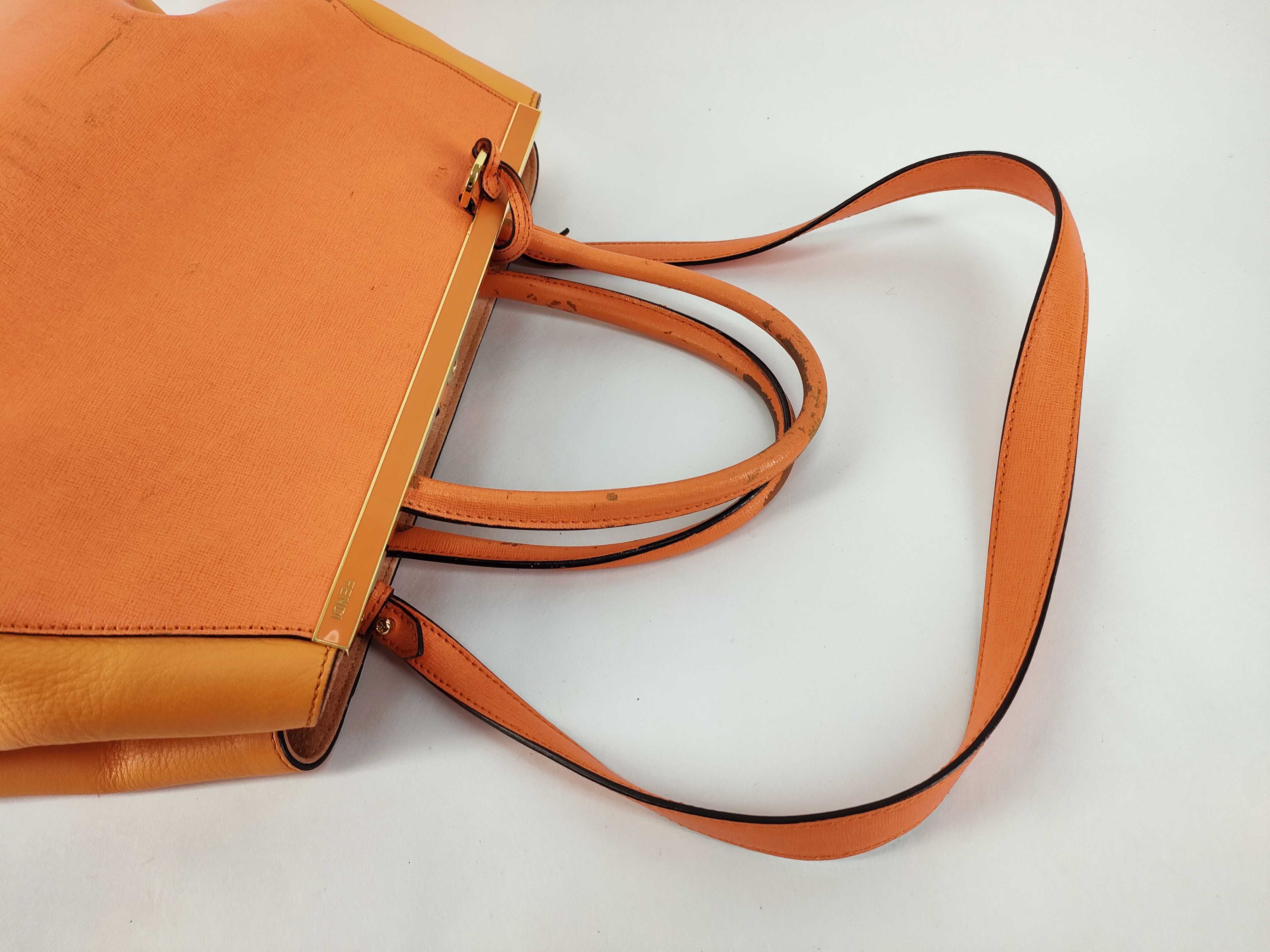 Fendi Orange Saffiano and Smooth Leather 2Jours Medium Tote Bag