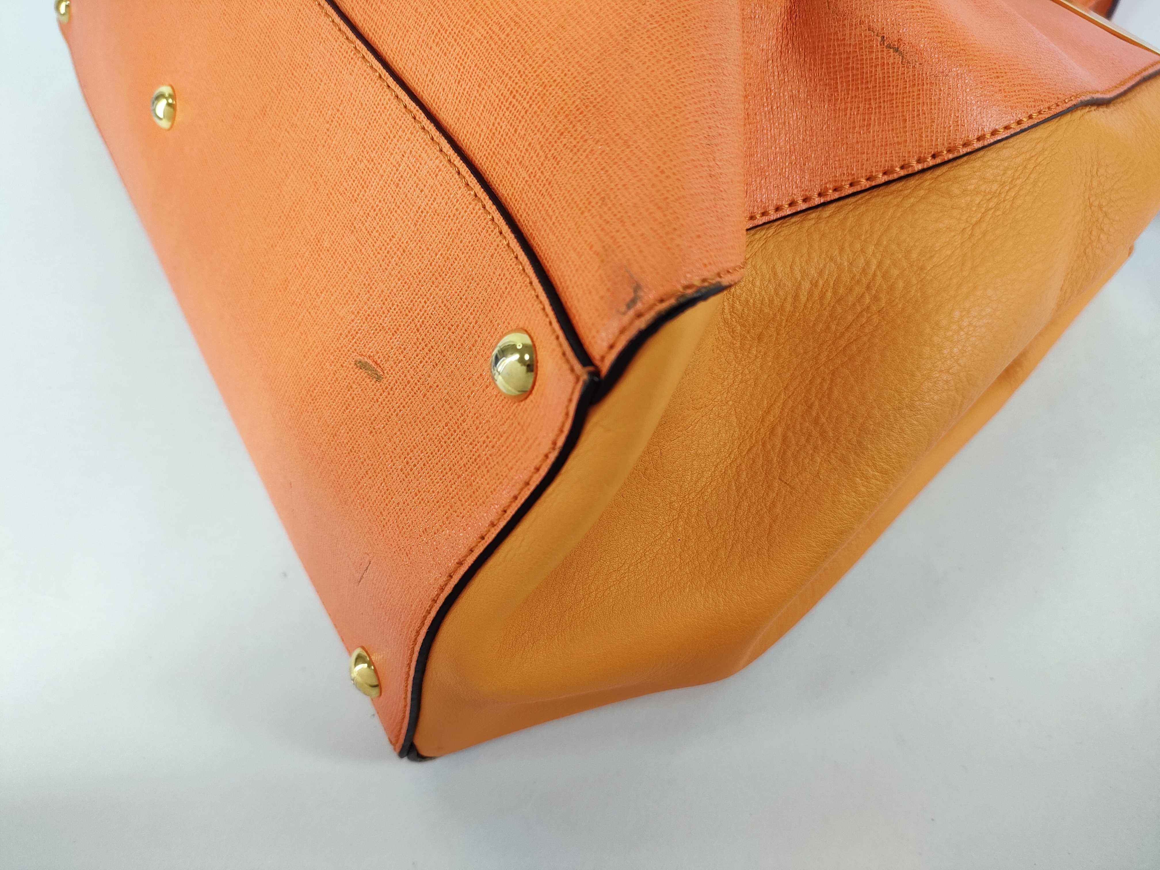 Fendi Orange Saffiano and Smooth Leather 2Jours Medium Tote Bag