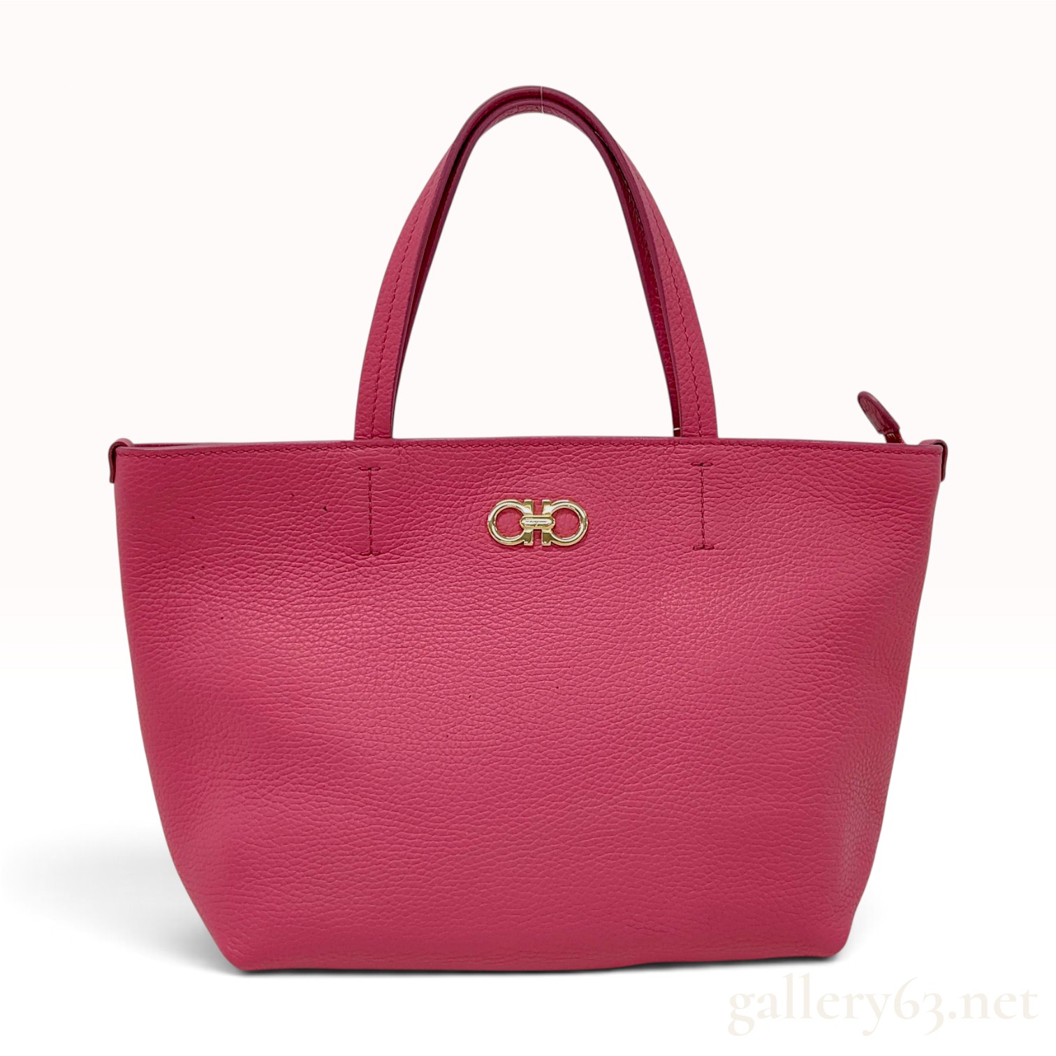 Salvatore Ferragamo Fuchsia Pebbled Leather Gancini Tote Bag