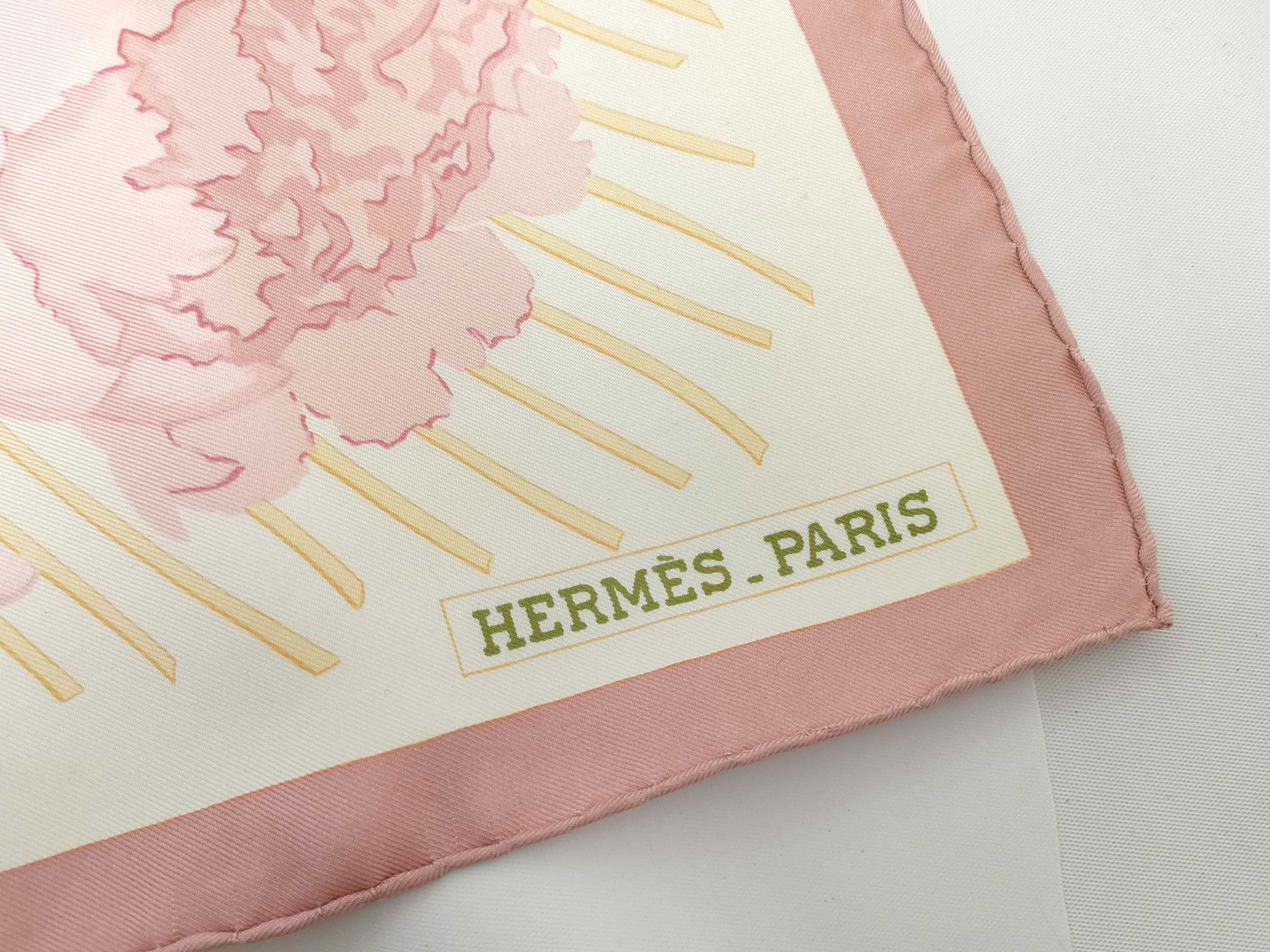 Hermes Les Pivoines Silk Scarf by Christiane Vauzelles