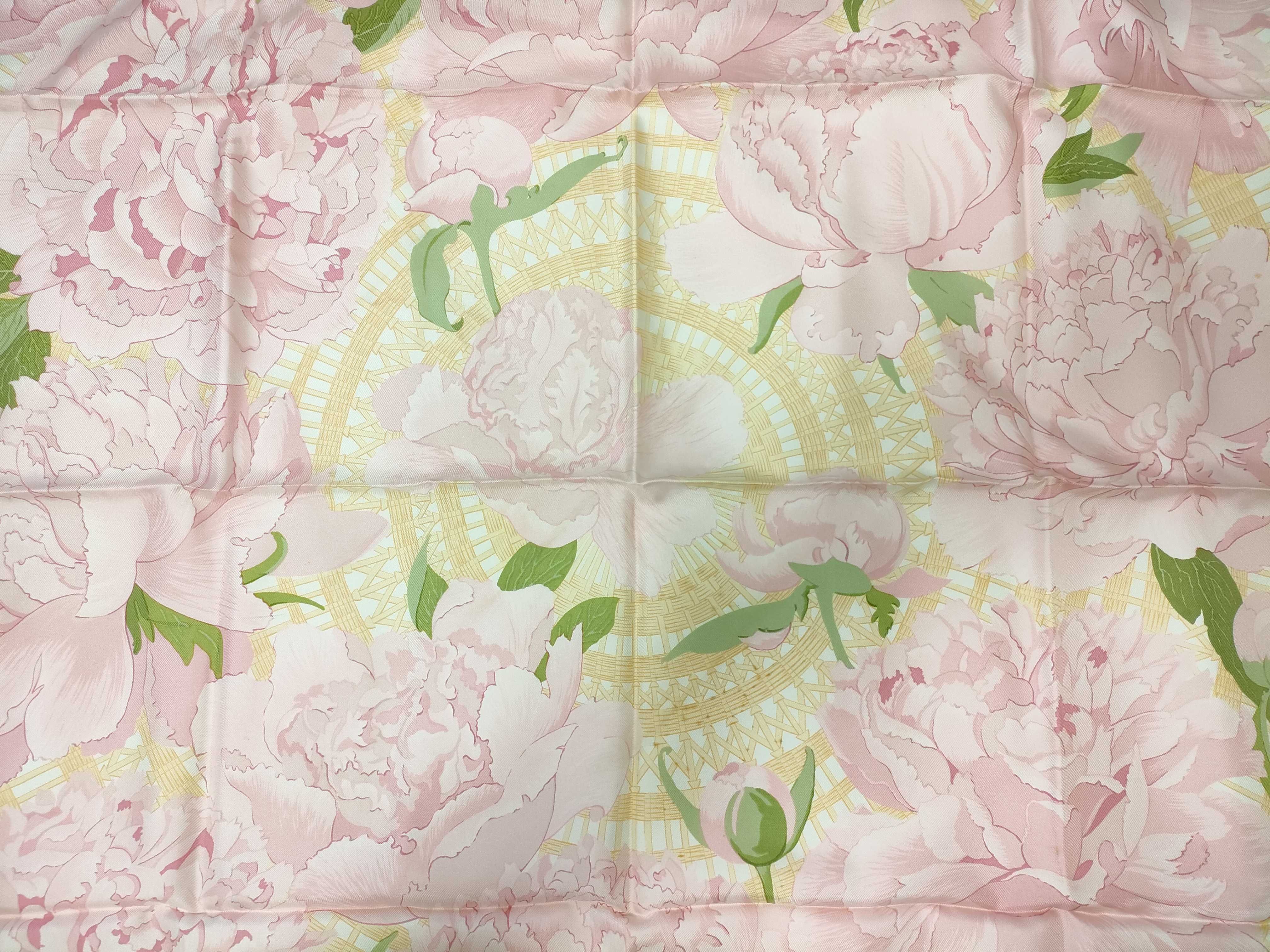 Hermes Les Pivoines Silk Scarf by Christiane Vauzelles