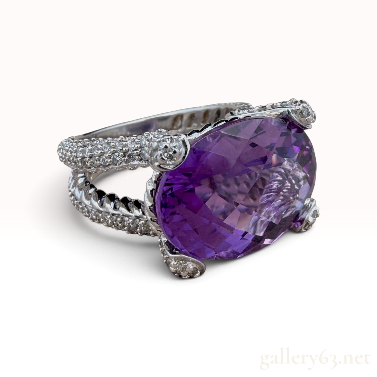 Designer Effy 14k Amethyst Diamond Ring