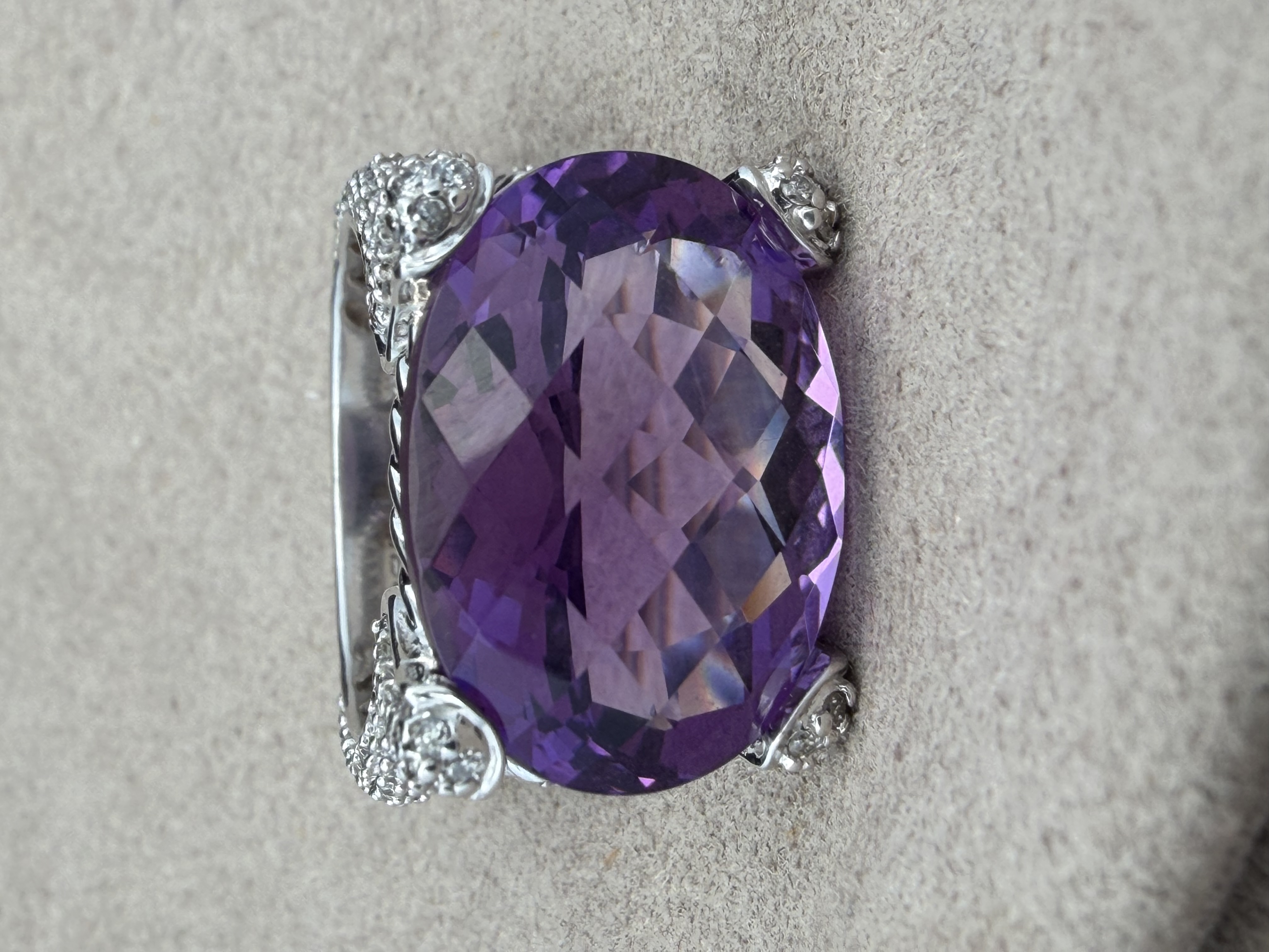 Designer Effy 14k Amethyst Diamond Ring