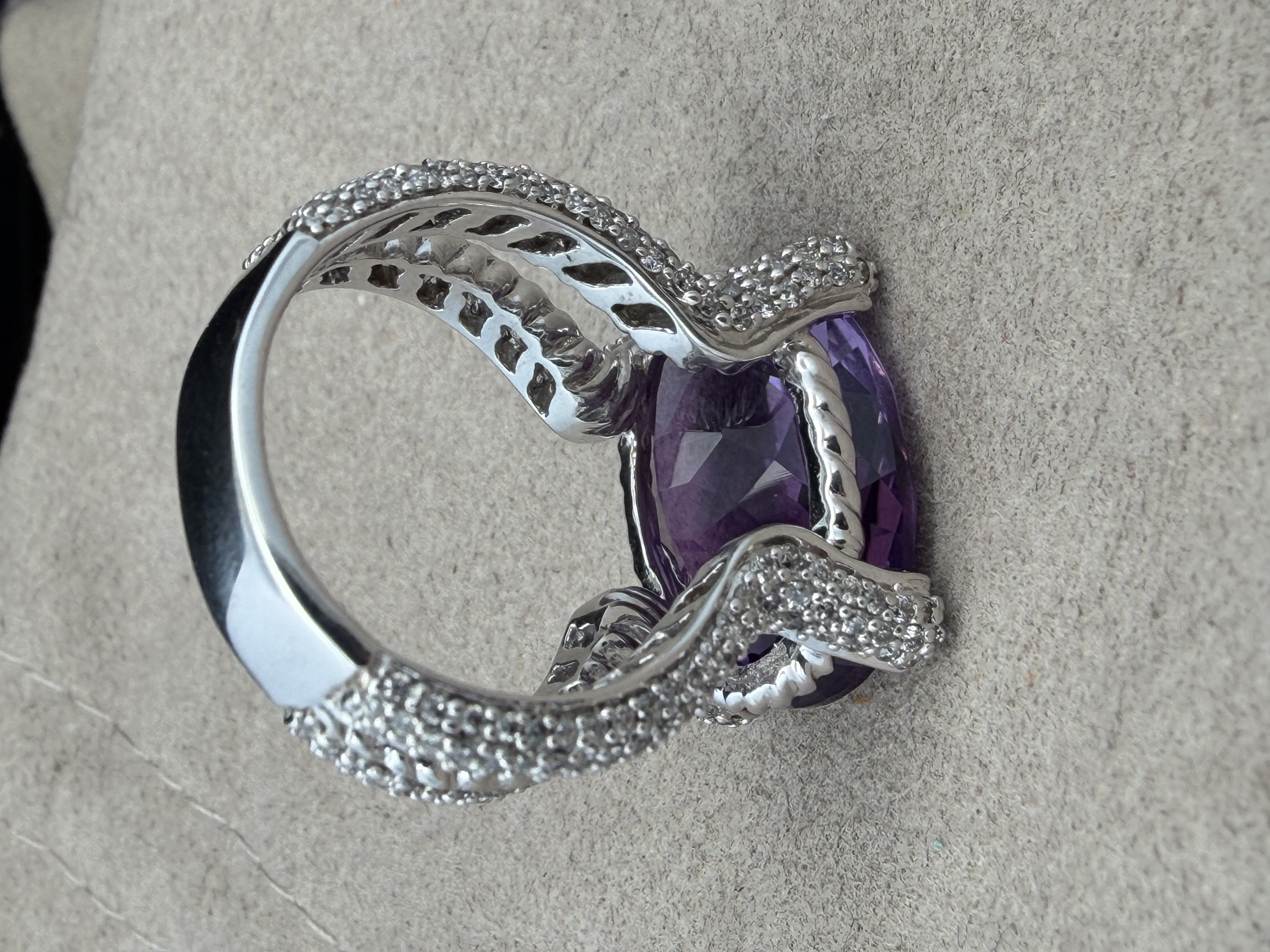 Designer Effy 14k Amethyst Diamond Ring