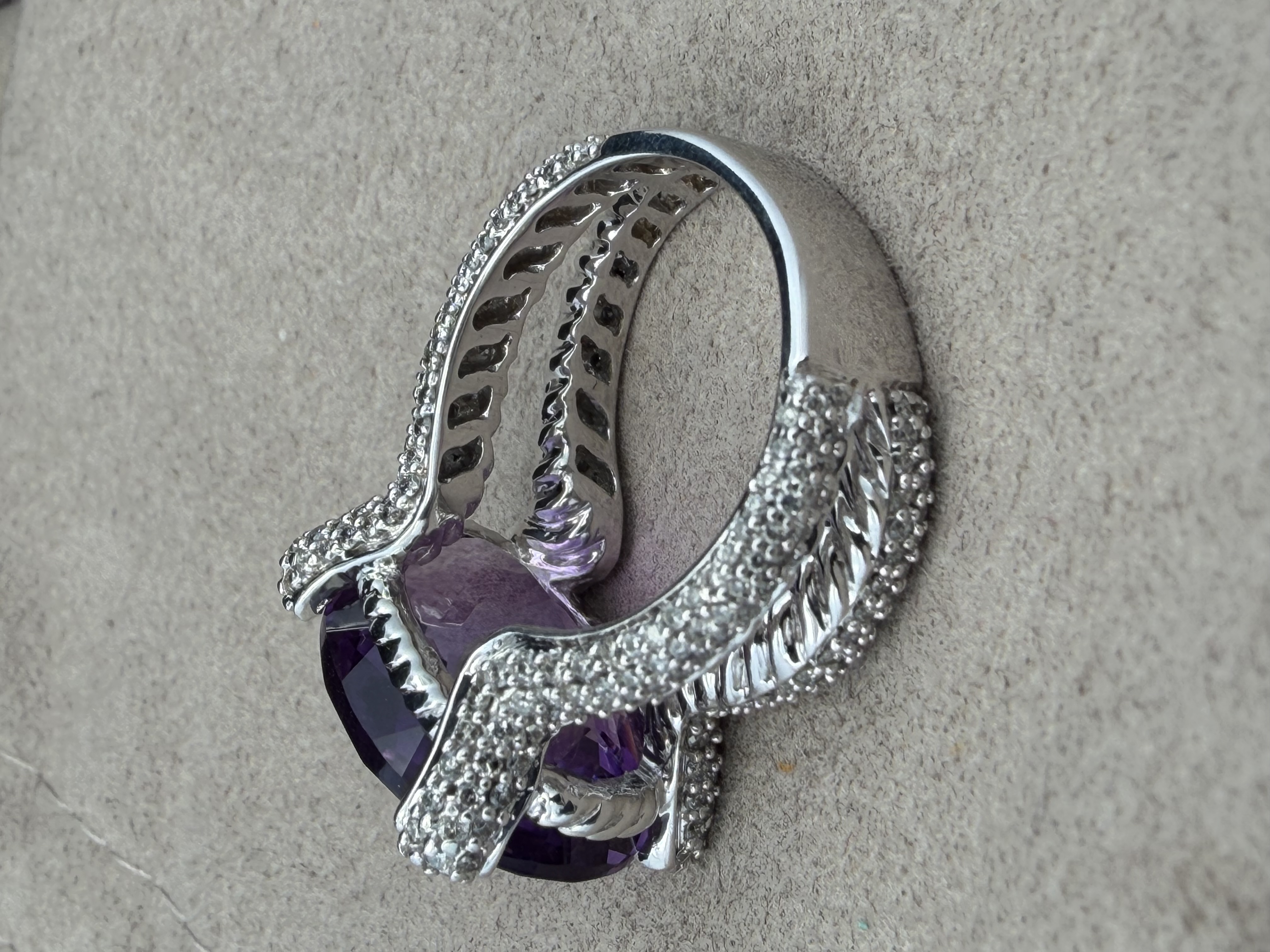 Designer Effy 14k Amethyst Diamond Ring