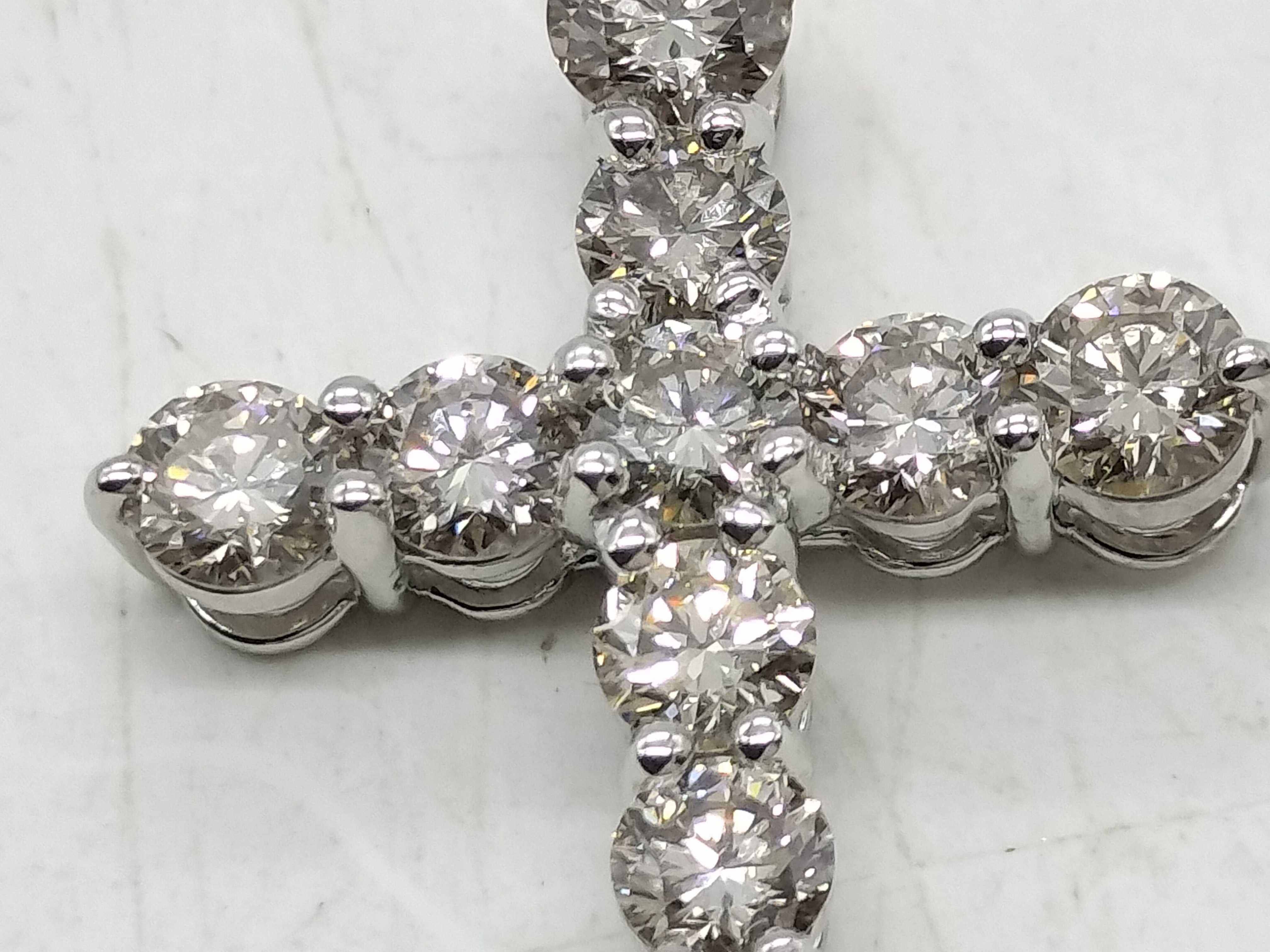 2.19 Carat Natural Diamond and Pure Platinum Cross Pendant Top