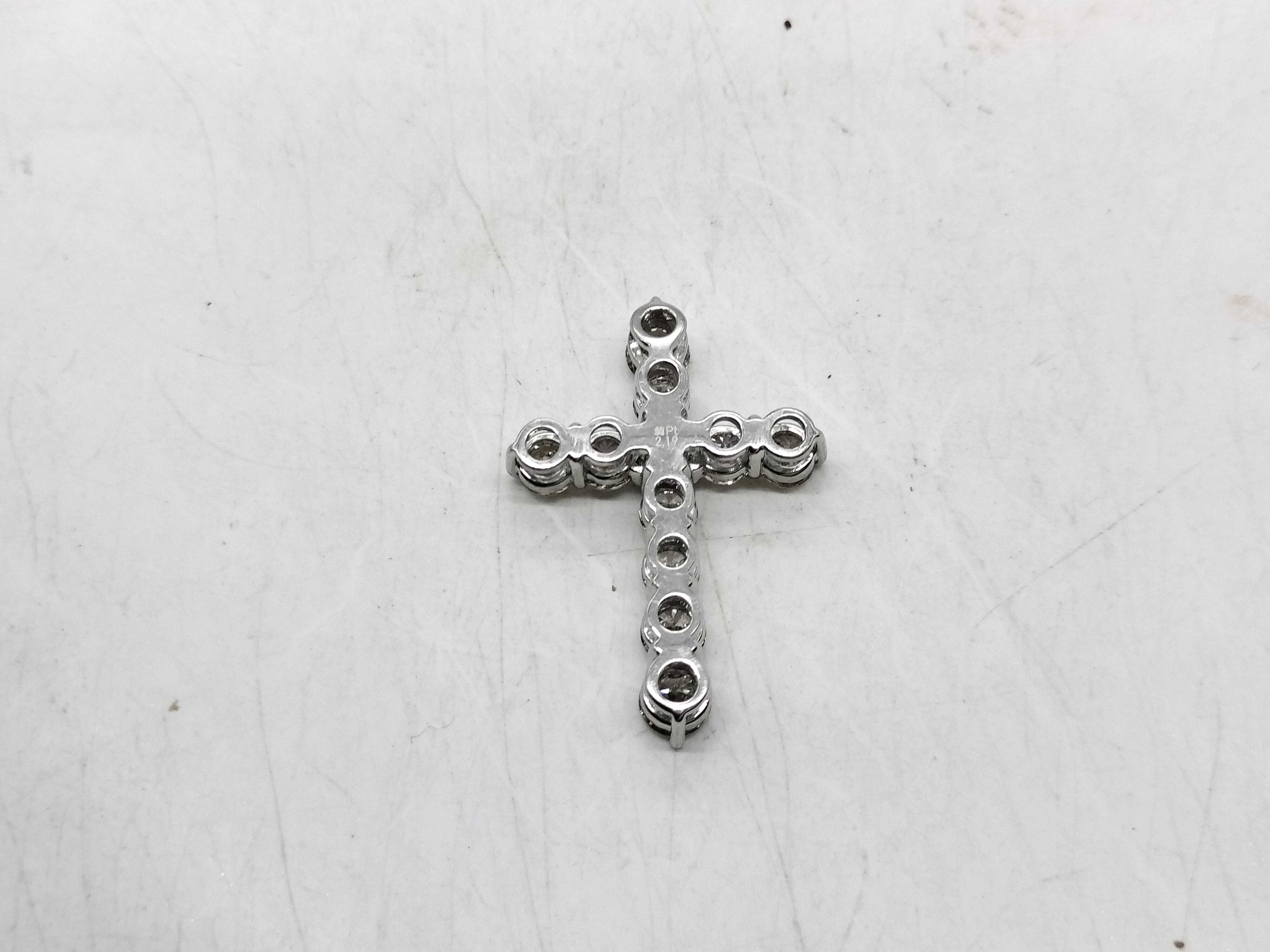 2.19 Carat Natural Diamond and Pure Platinum Cross Pendant Top