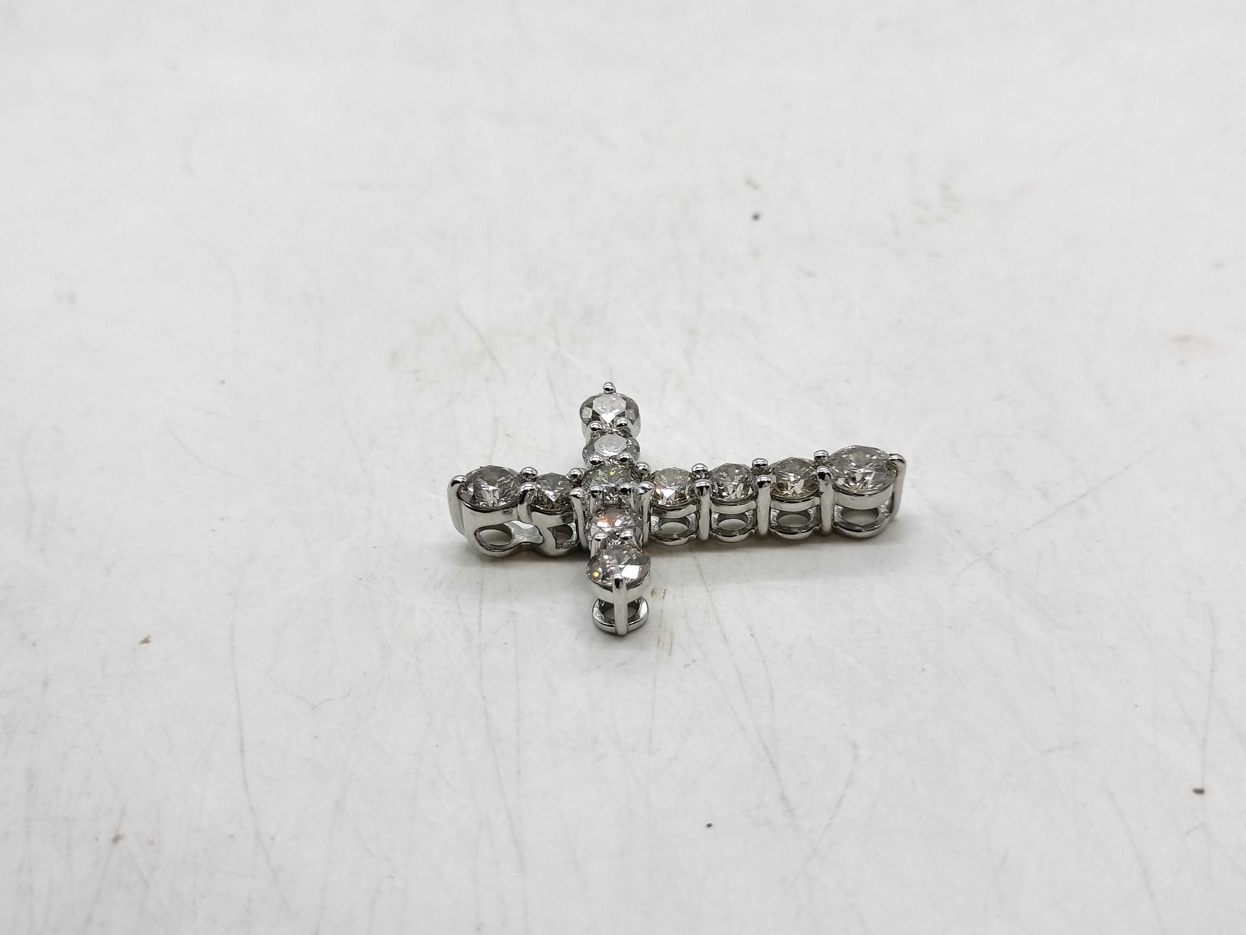 2.19 Carat Natural Diamond and Pure Platinum Cross Pendant Top