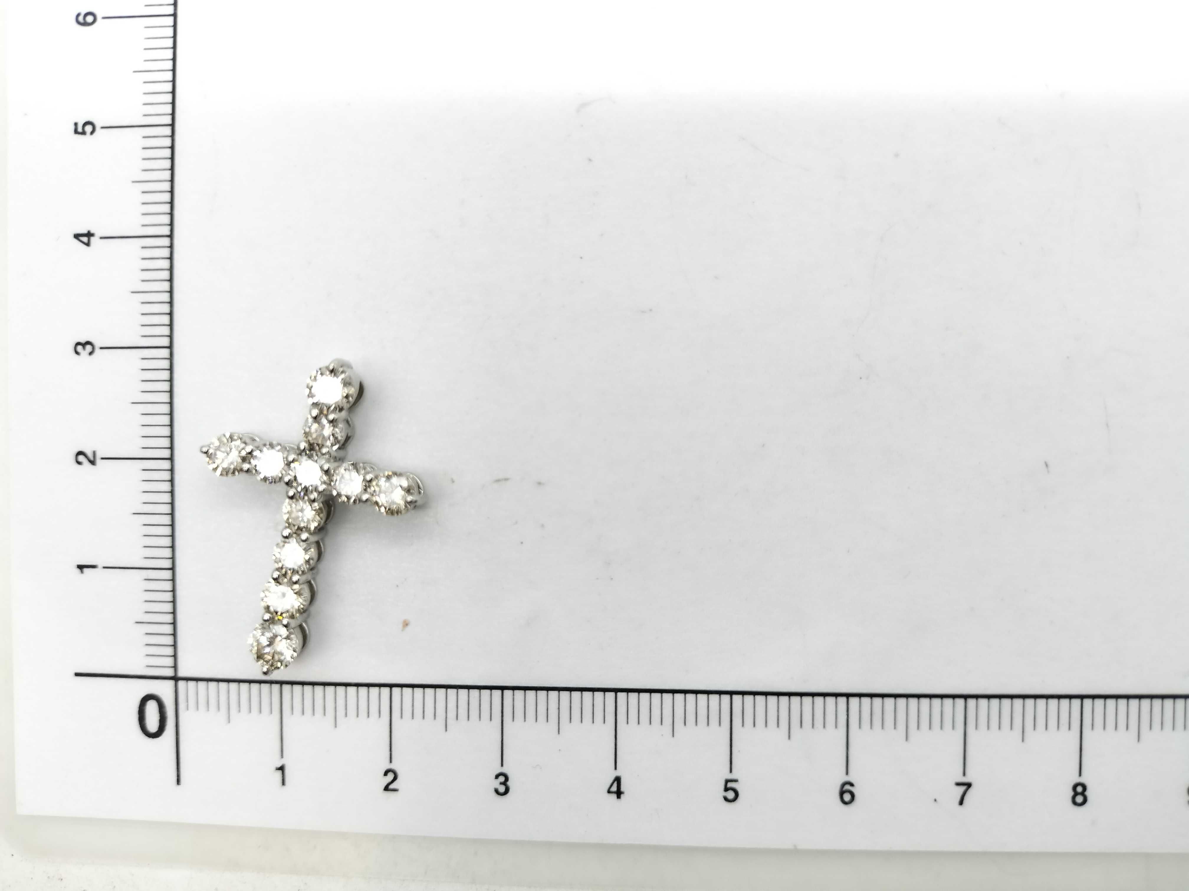 2.19 Carat Natural Diamond and Pure Platinum Cross Pendant Top