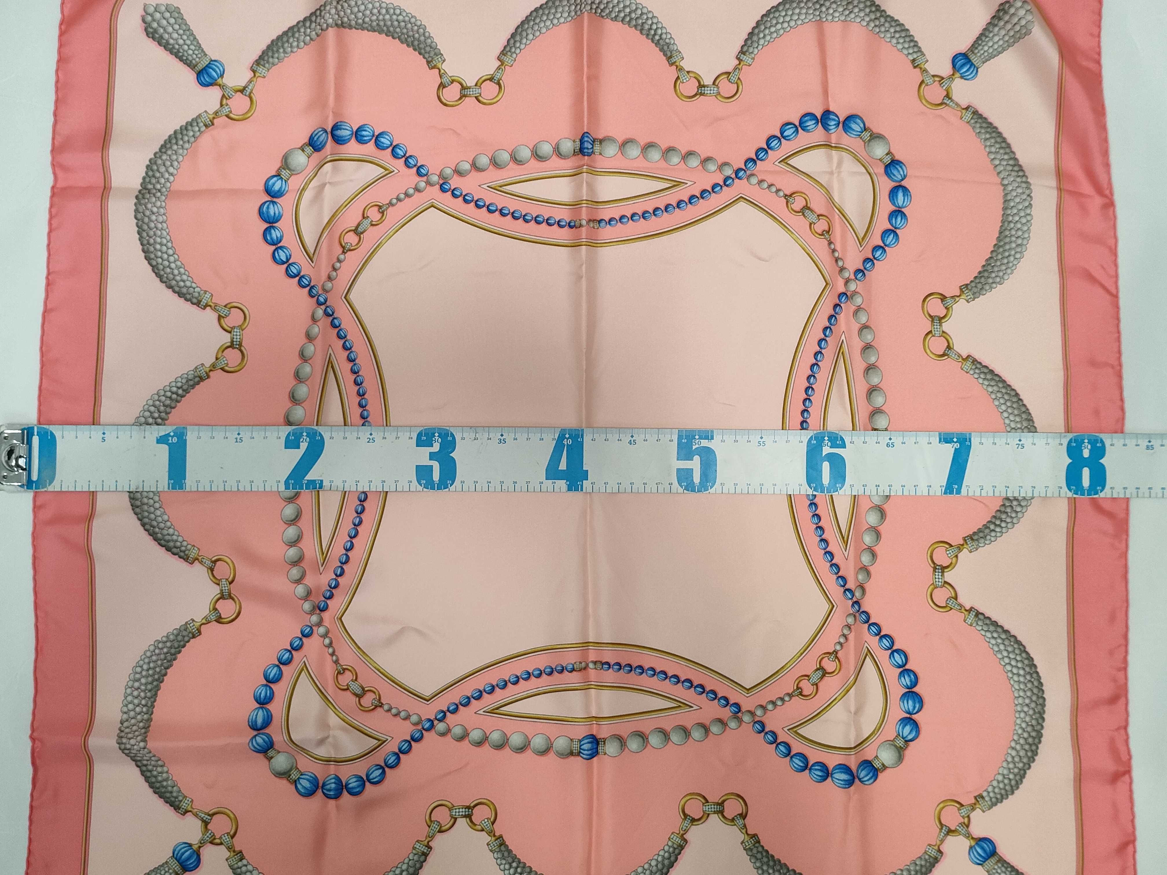 Must de Cartier Pearl and Blue Bead Jewelry Motif Silk Scarf