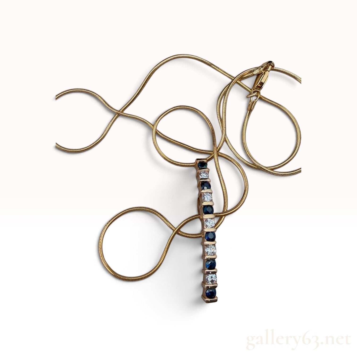 14k Diamond Sapphire Necklace