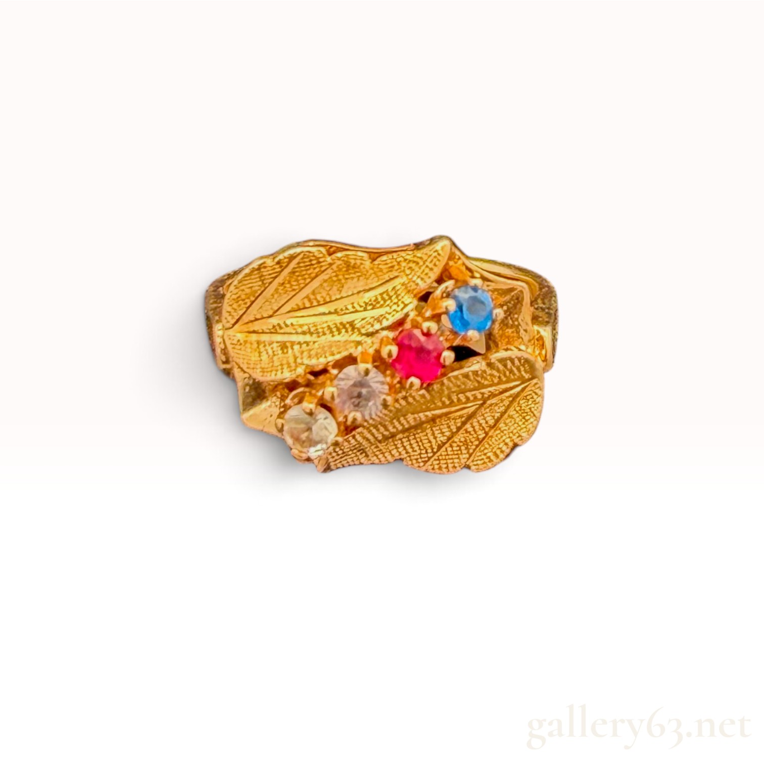 14k Multi-Gem Leaf Ring