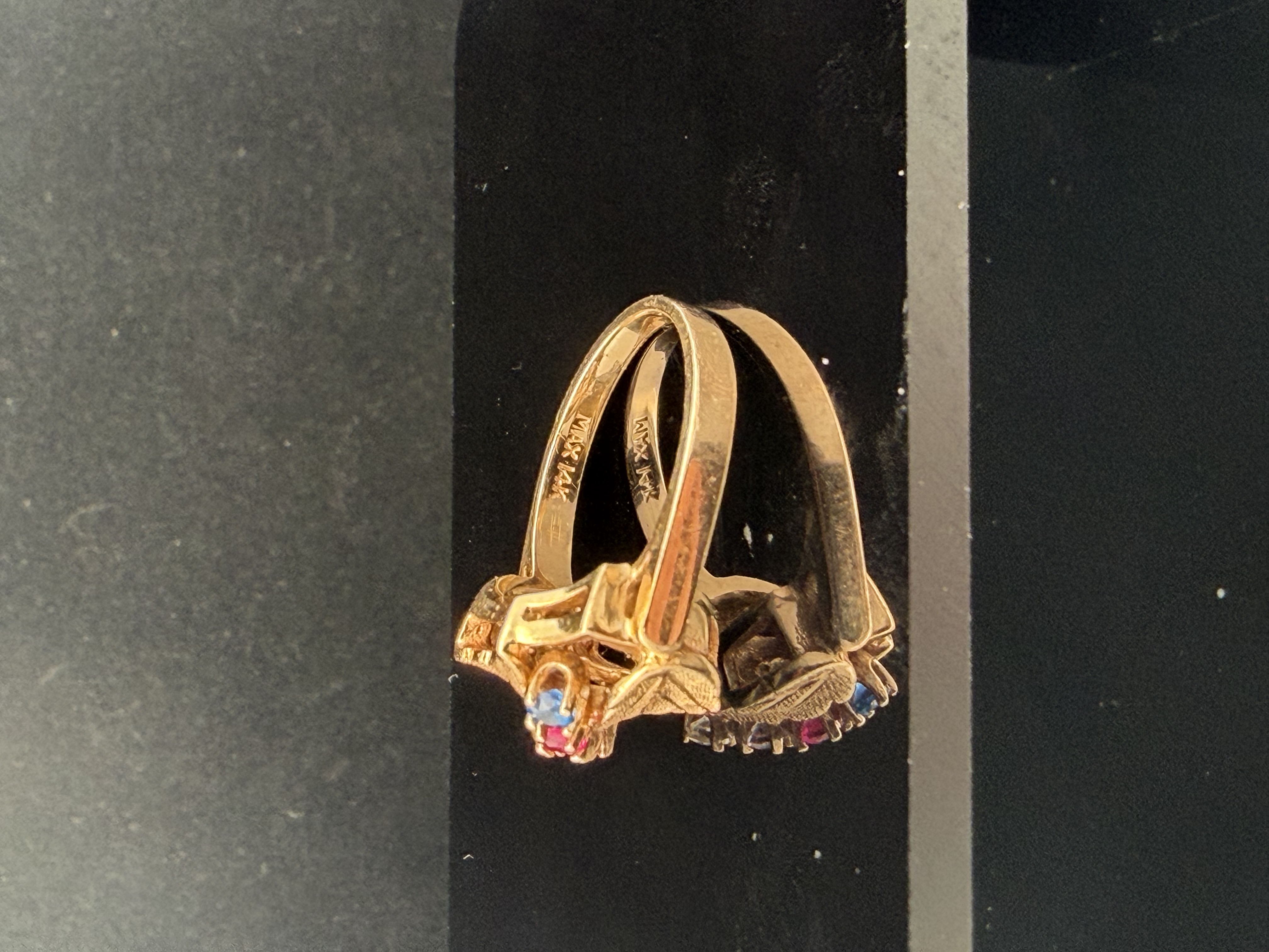 14k Multi-Gem Leaf Ring