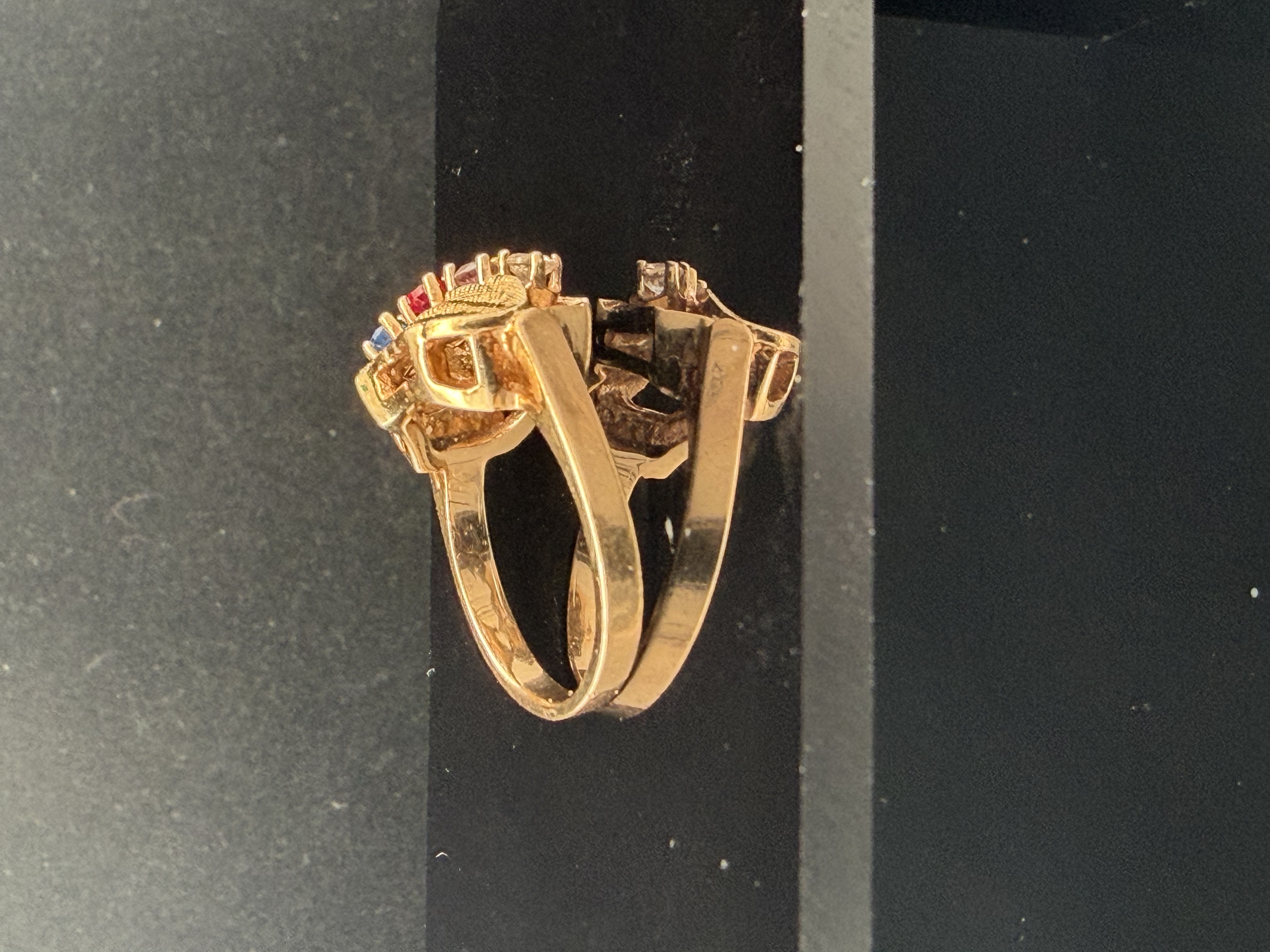 14k Multi-Gem Leaf Ring