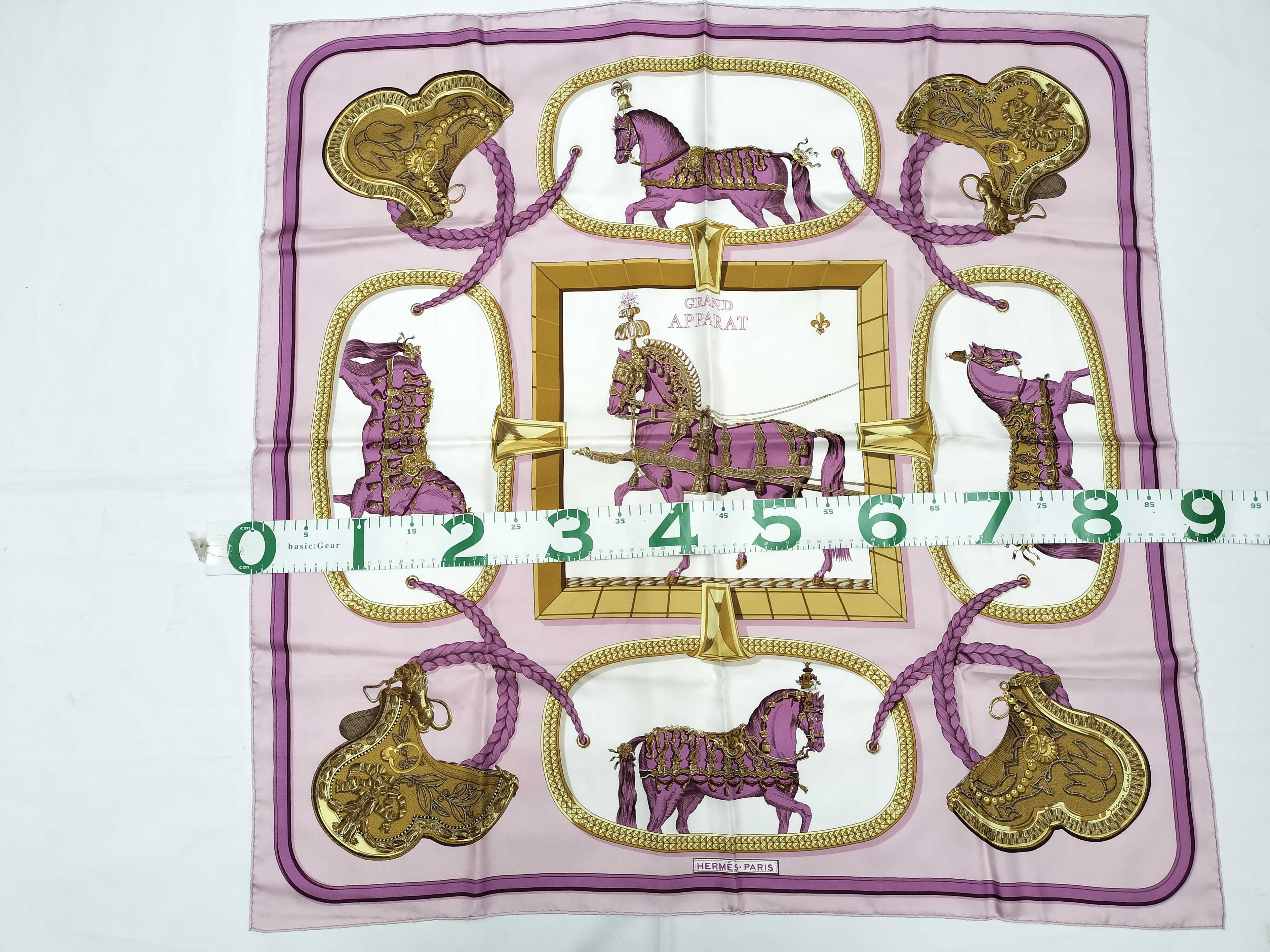 Hermes Grand Apparat Silk Scarf in Pink and Lavender