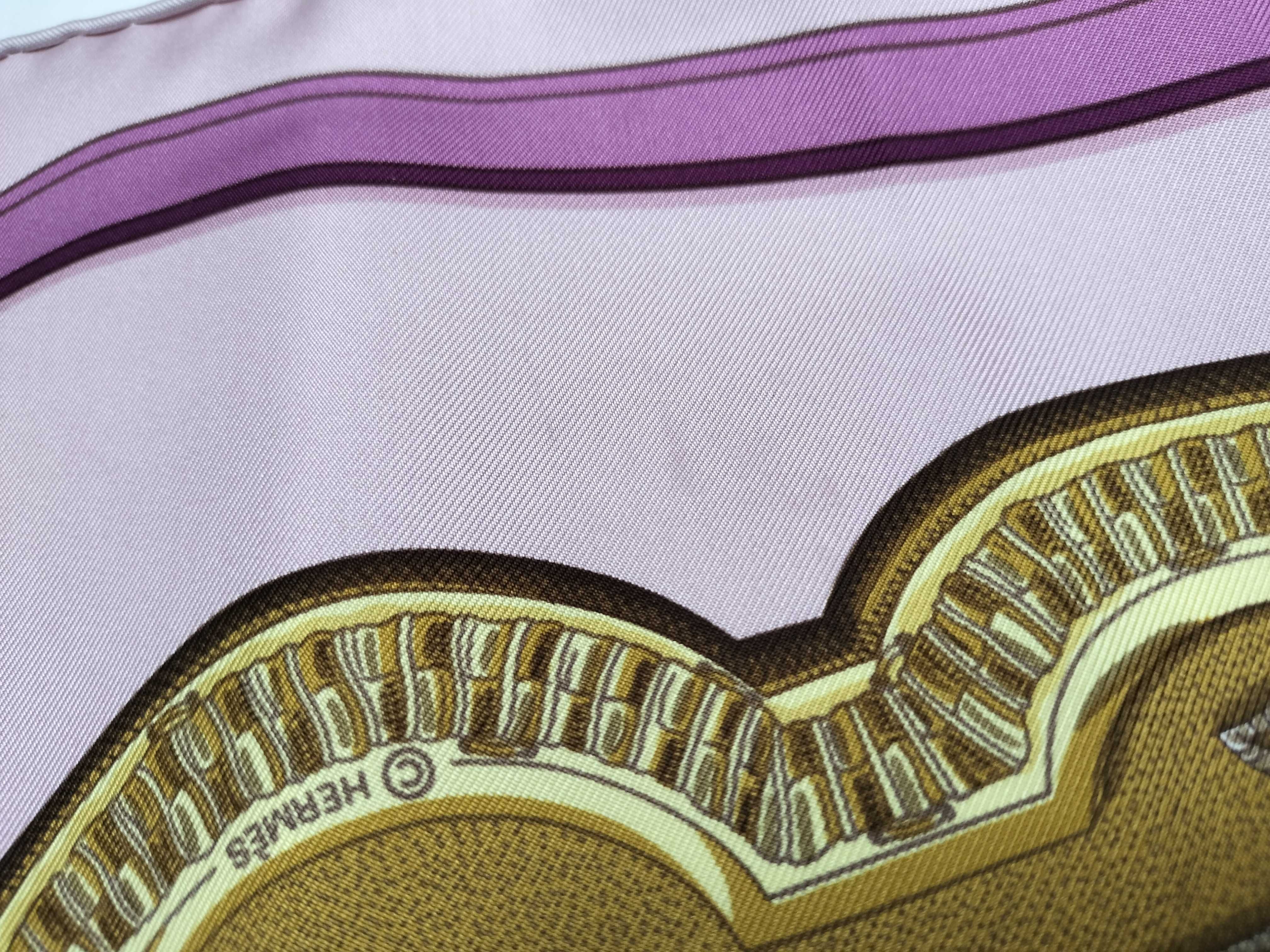 Hermes Grand Apparat Silk Scarf in Pink and Lavender