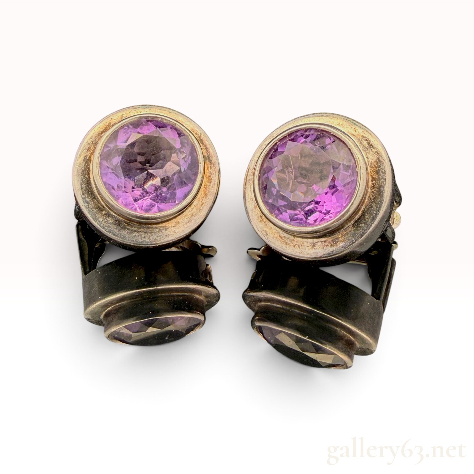 English Made Sterling Silver W/ Amethyst Earrings