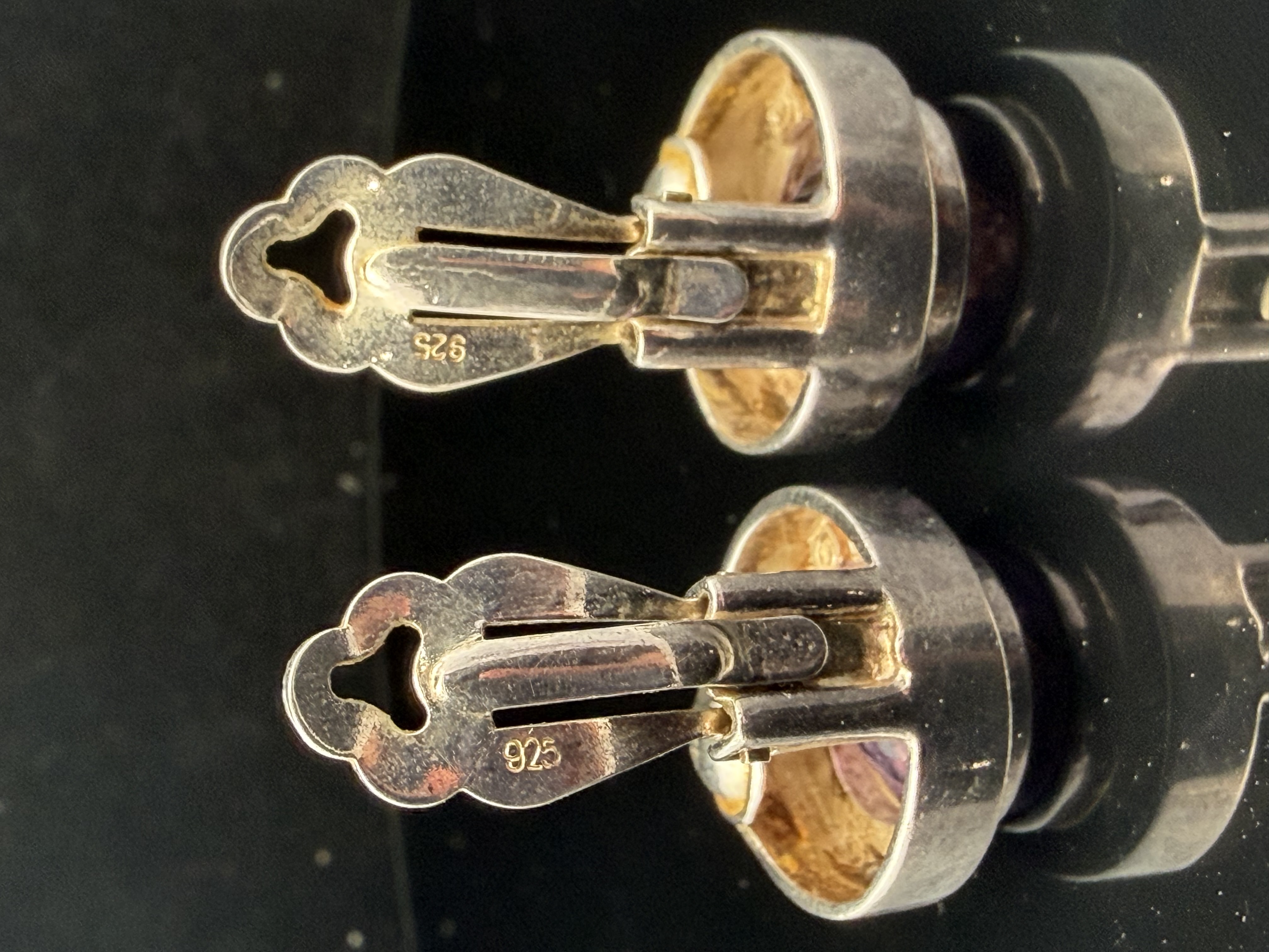 English Made Sterling Silver W/ Amethyst Earrings
