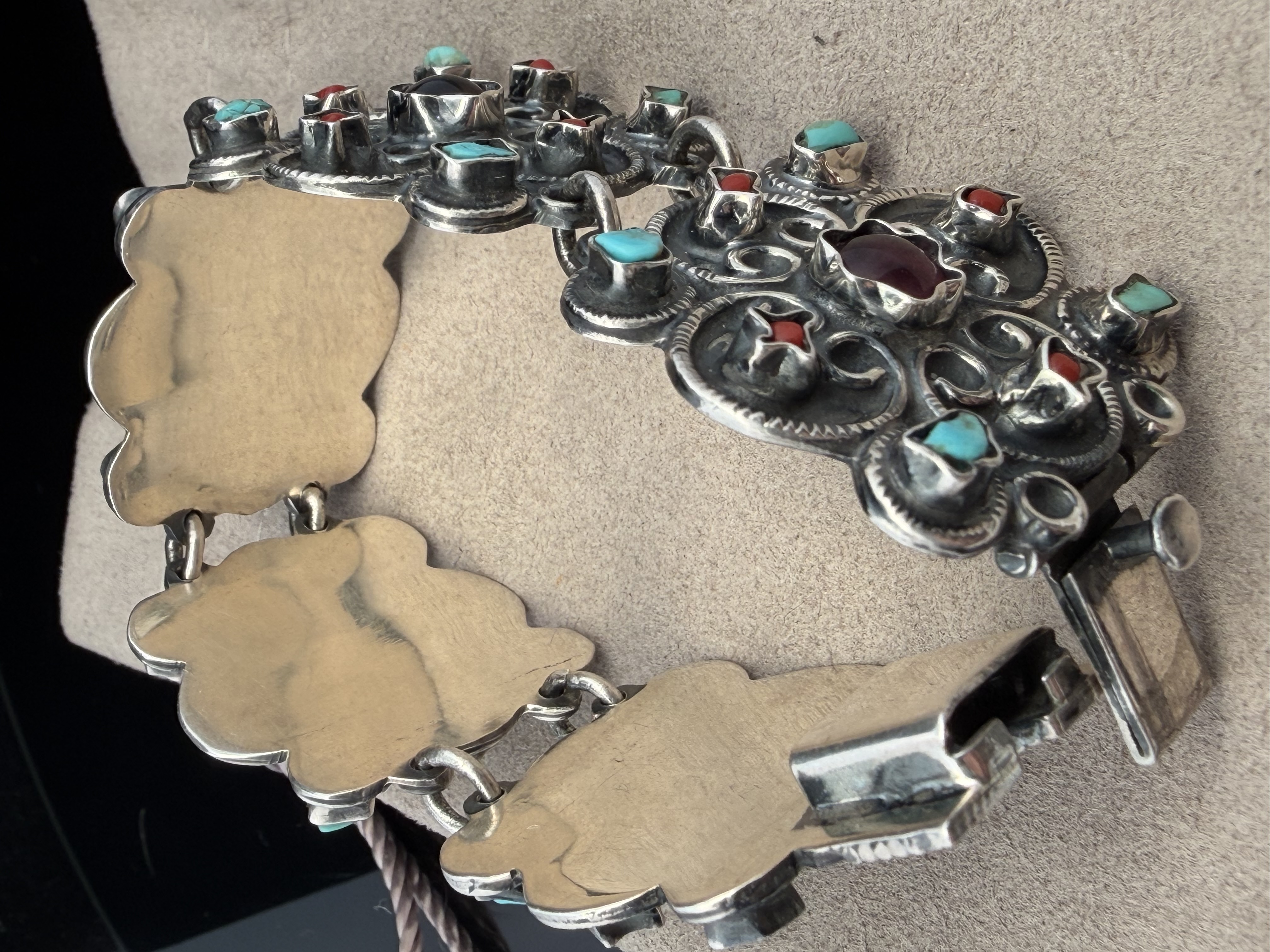 Estate Mexican Turquoise Coral Amethyst Bracelet