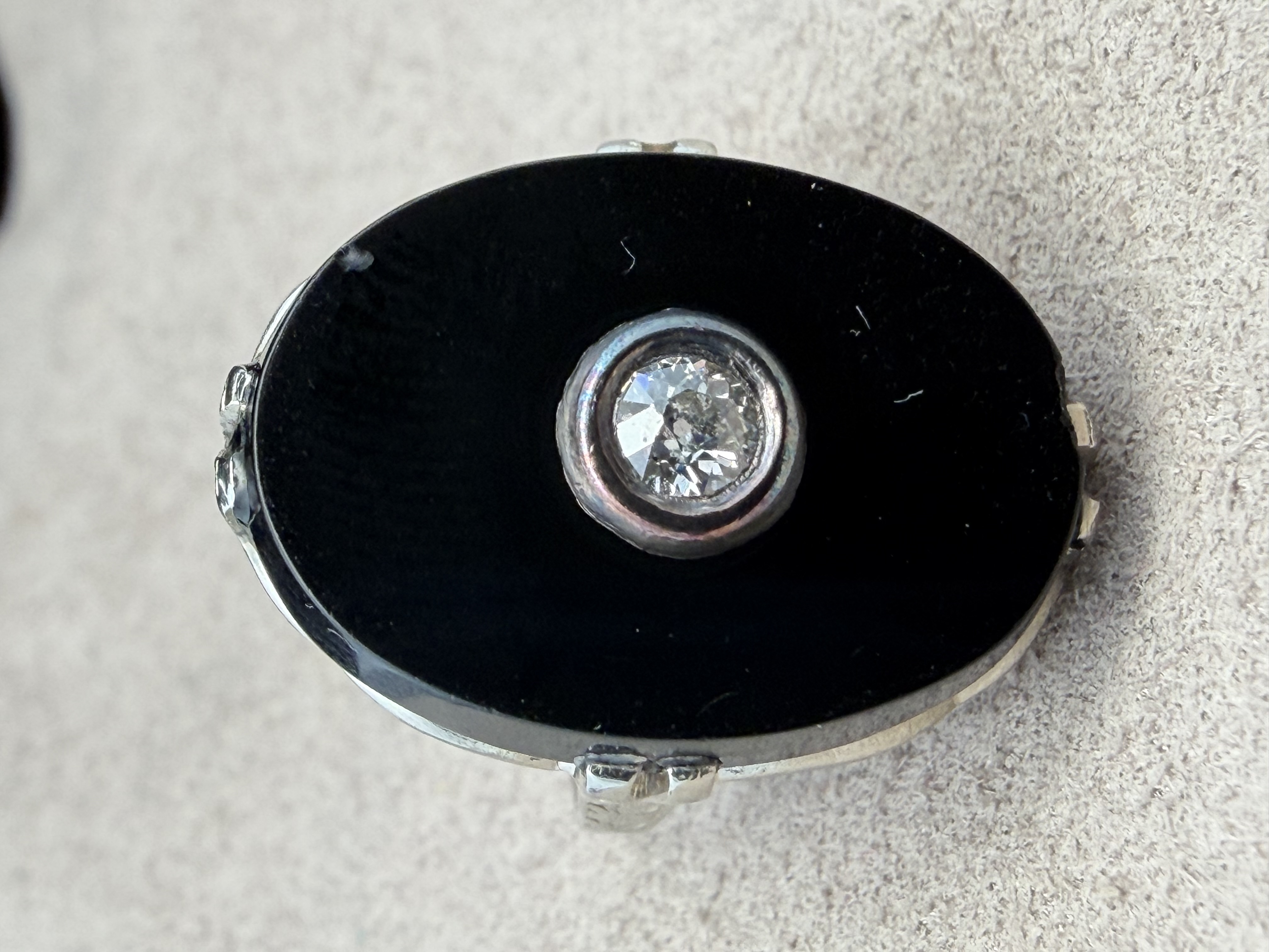 14k Art Deco Onyx Diamond Ring