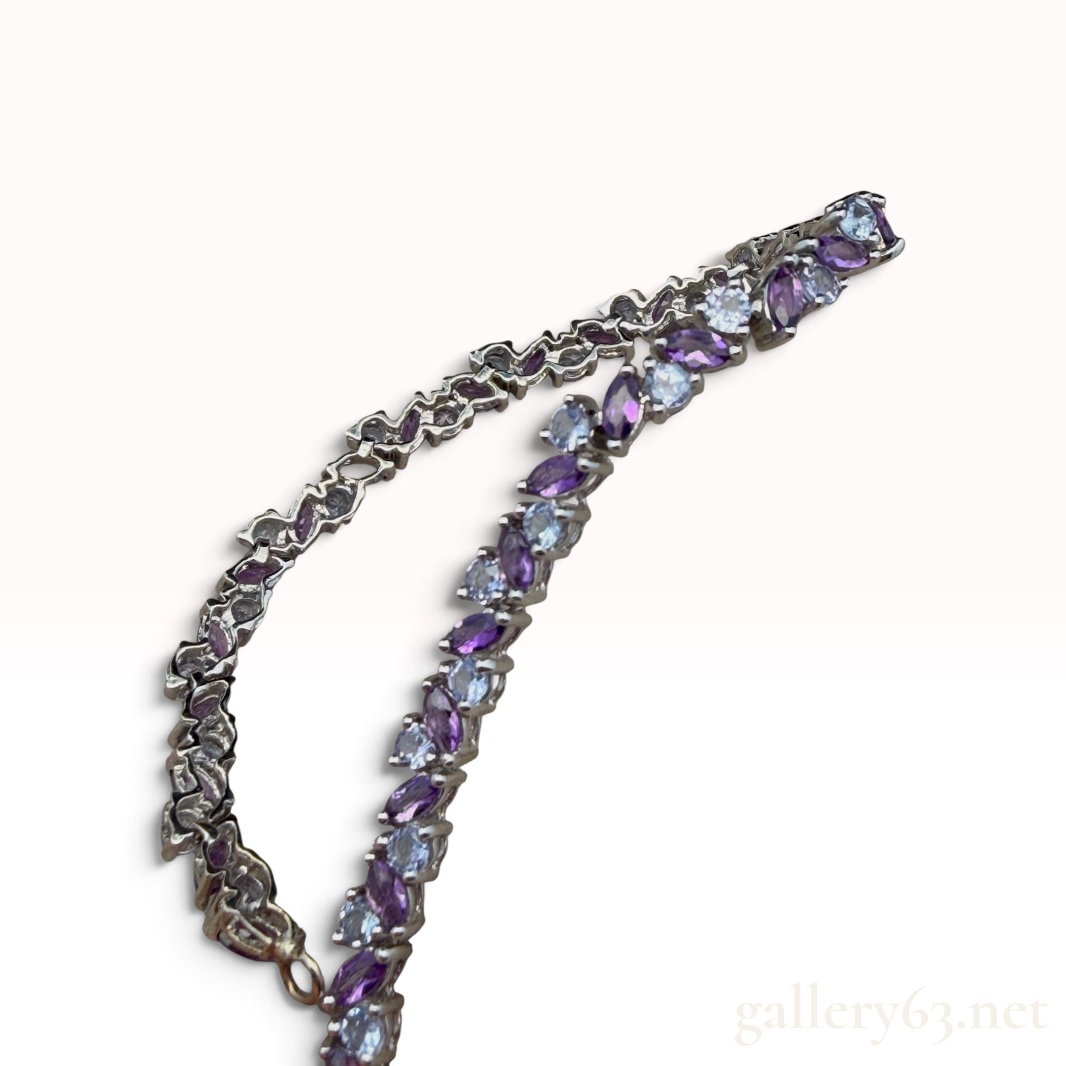 10k White Gold Amethyst and Topaz Bracelet