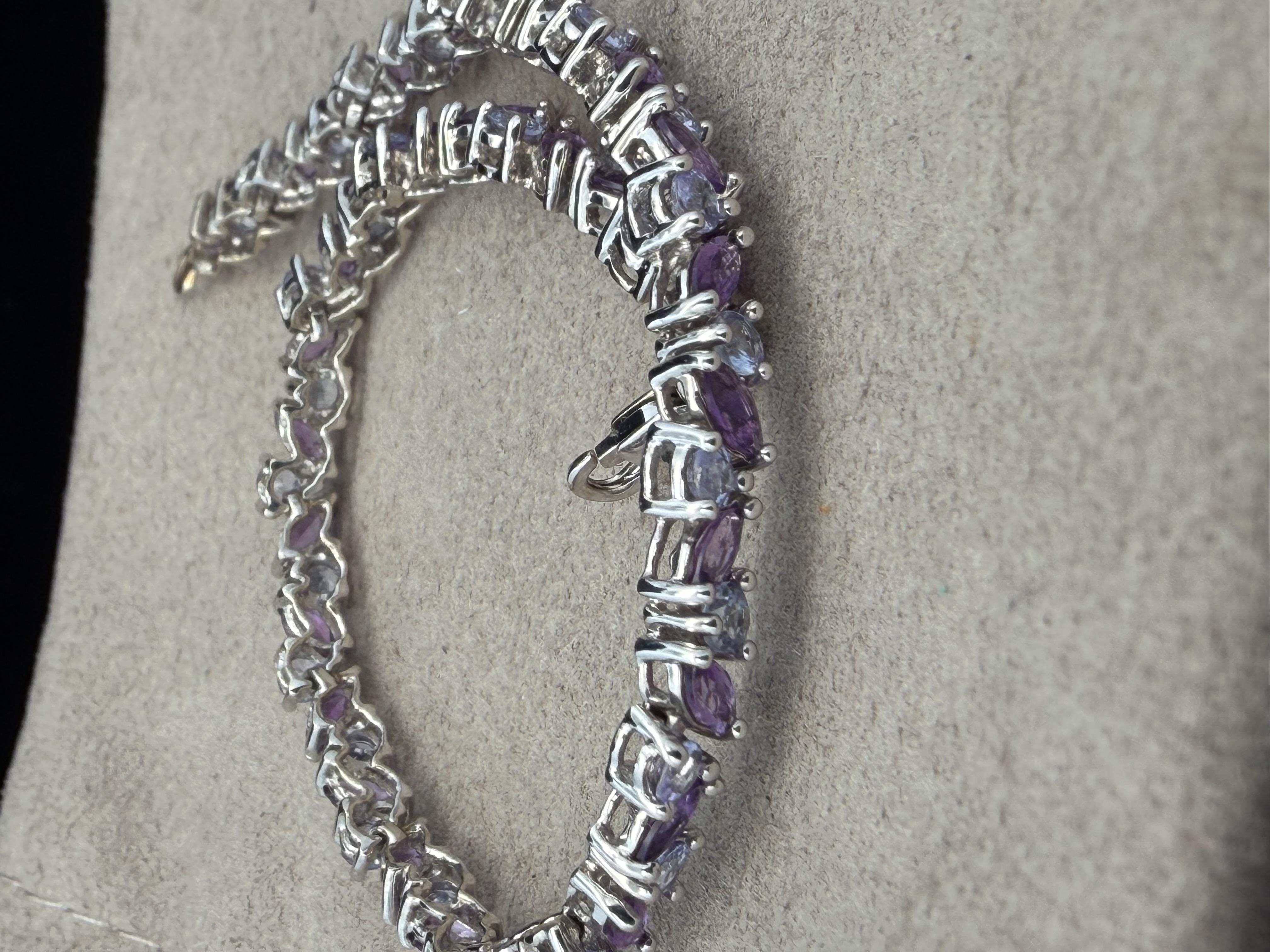 10k White Gold Amethyst and Topaz Bracelet
