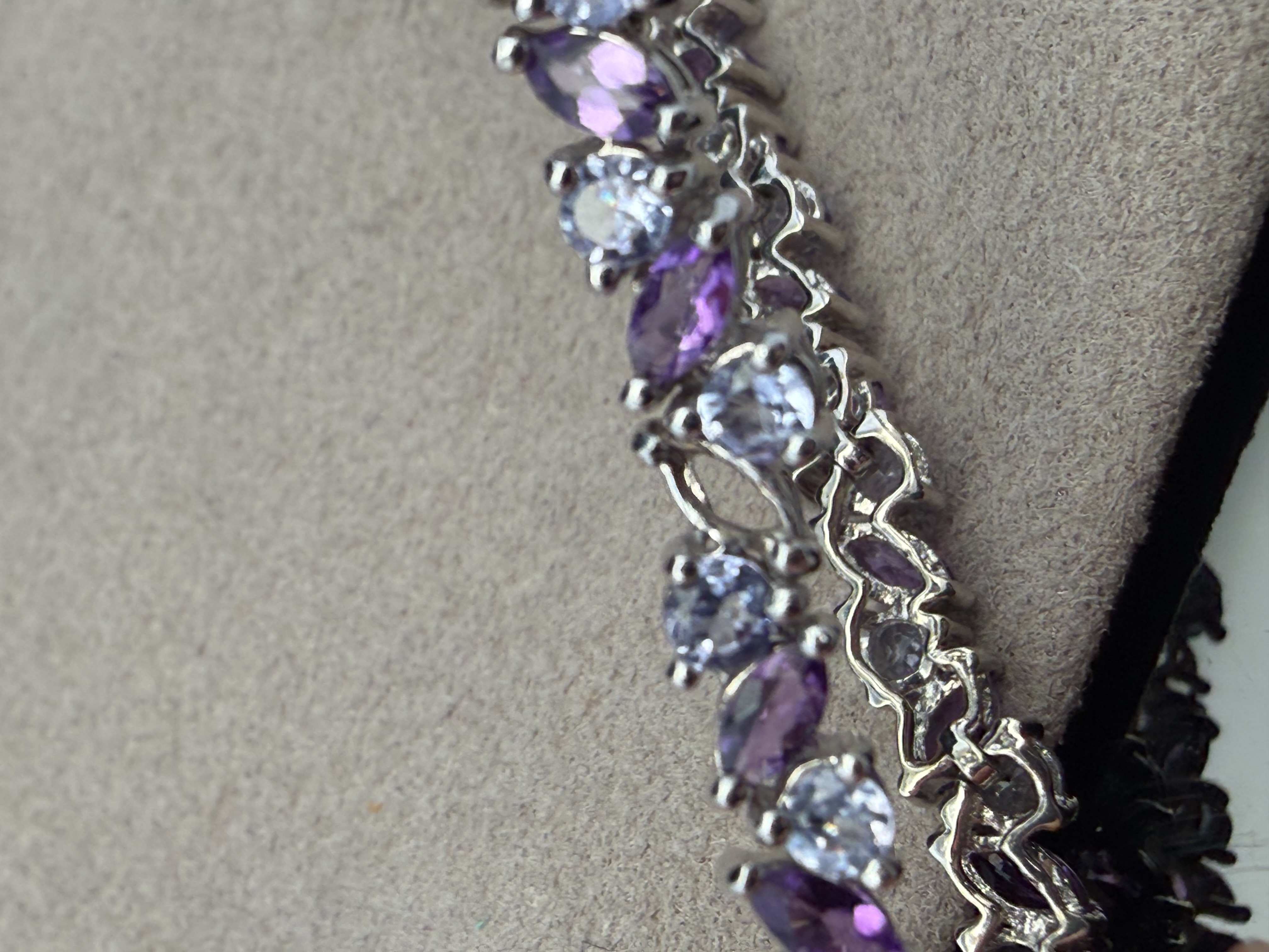 10k White Gold Amethyst and Topaz Bracelet