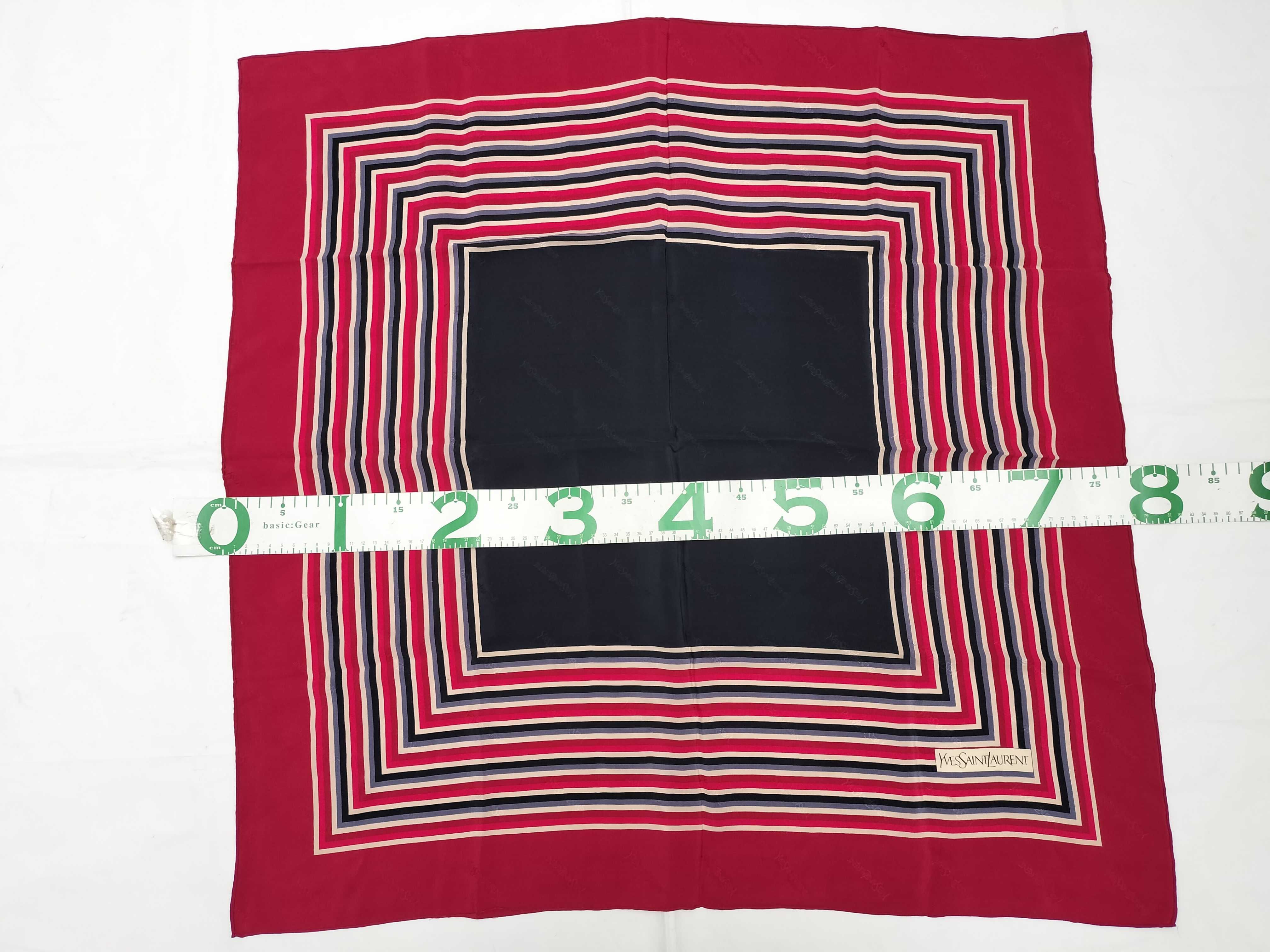 Yves Saint Laurent Striped Silk Square Scarf with Jacquard Logo Pattern