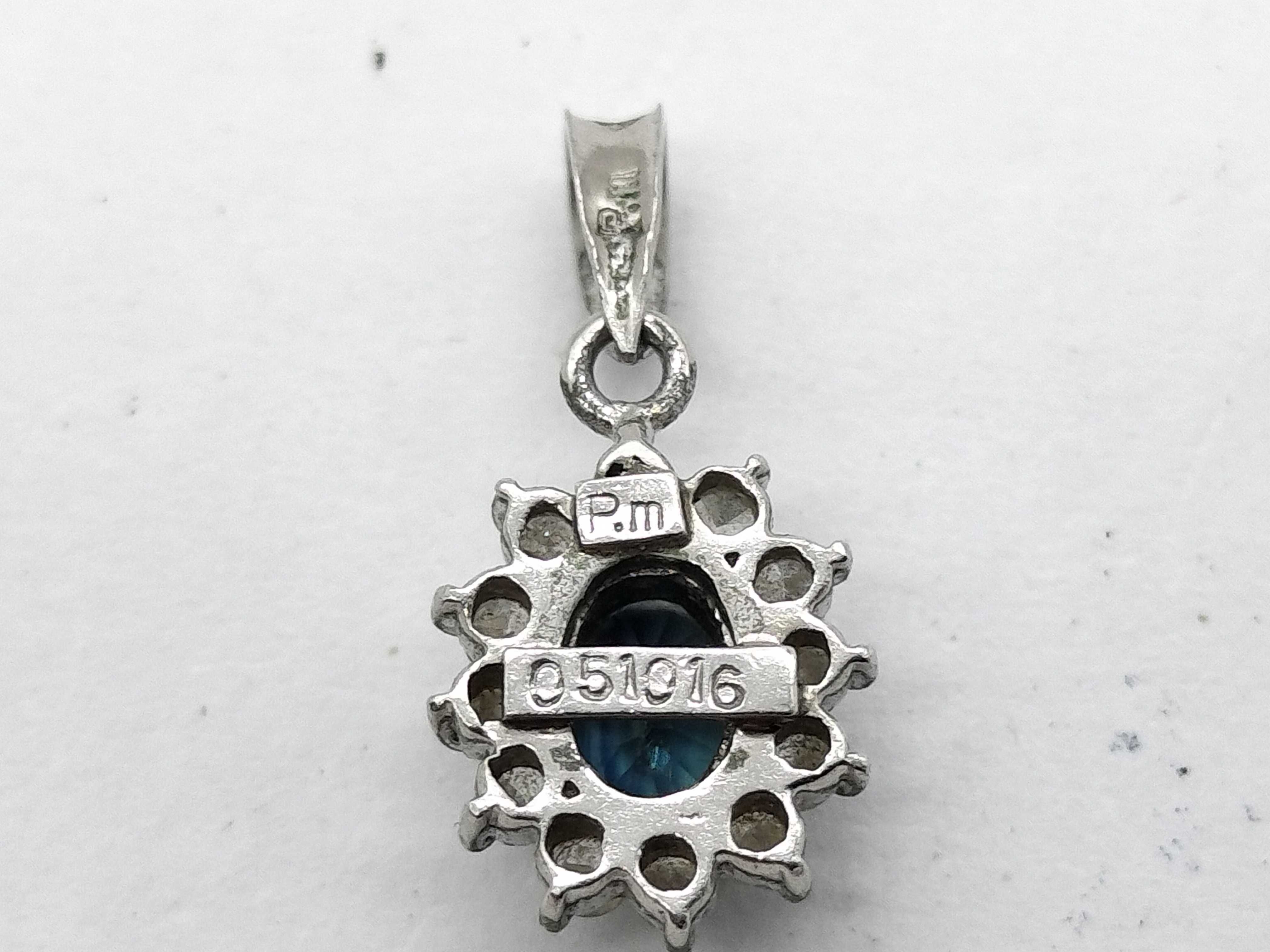 Vintage 0.51 Carat Teal Sapphire and Diamond Halo Pendant in Pt850 Platinum