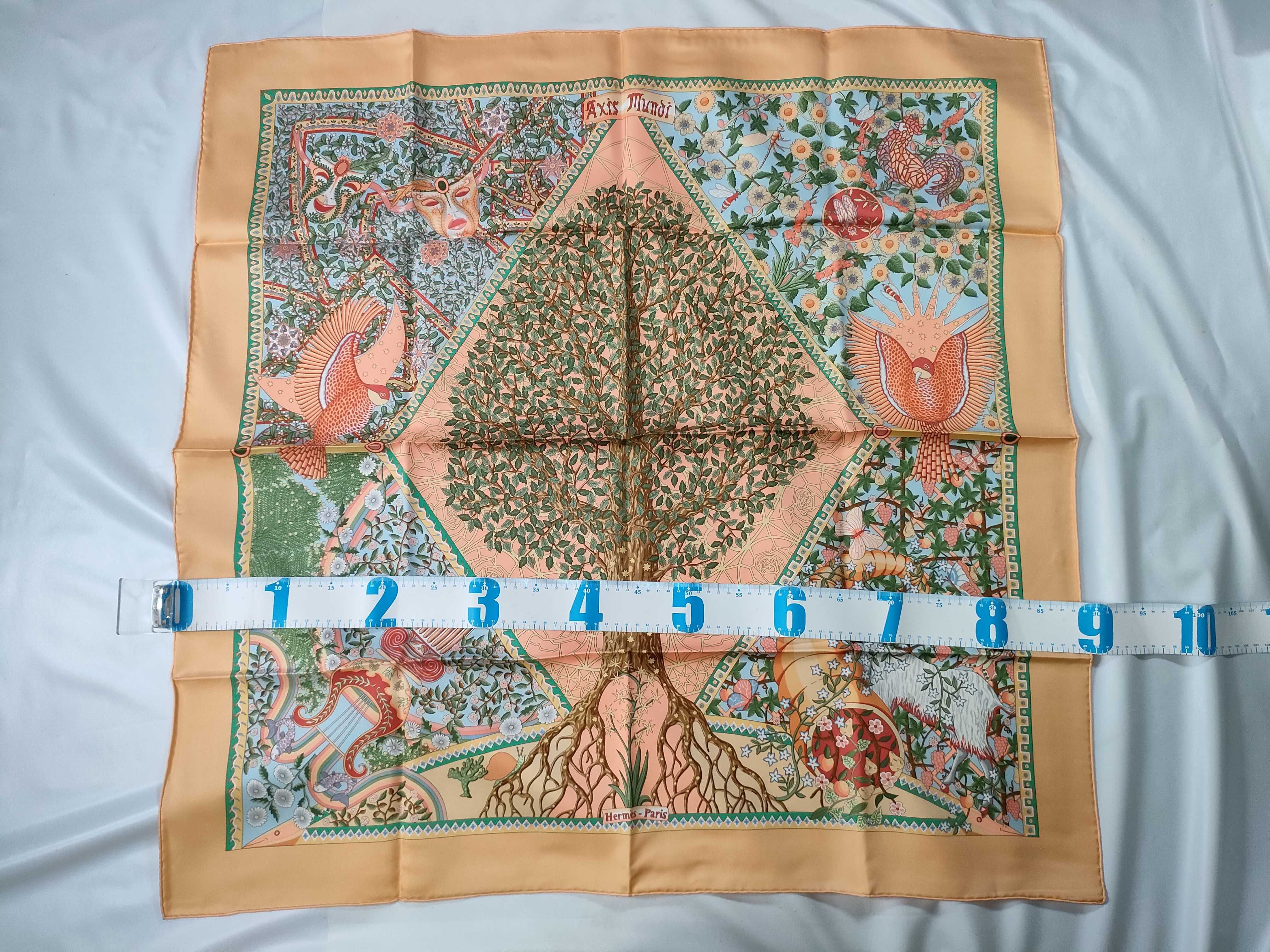 Hermes Paris Silk Twill Axis Mundi Scarf