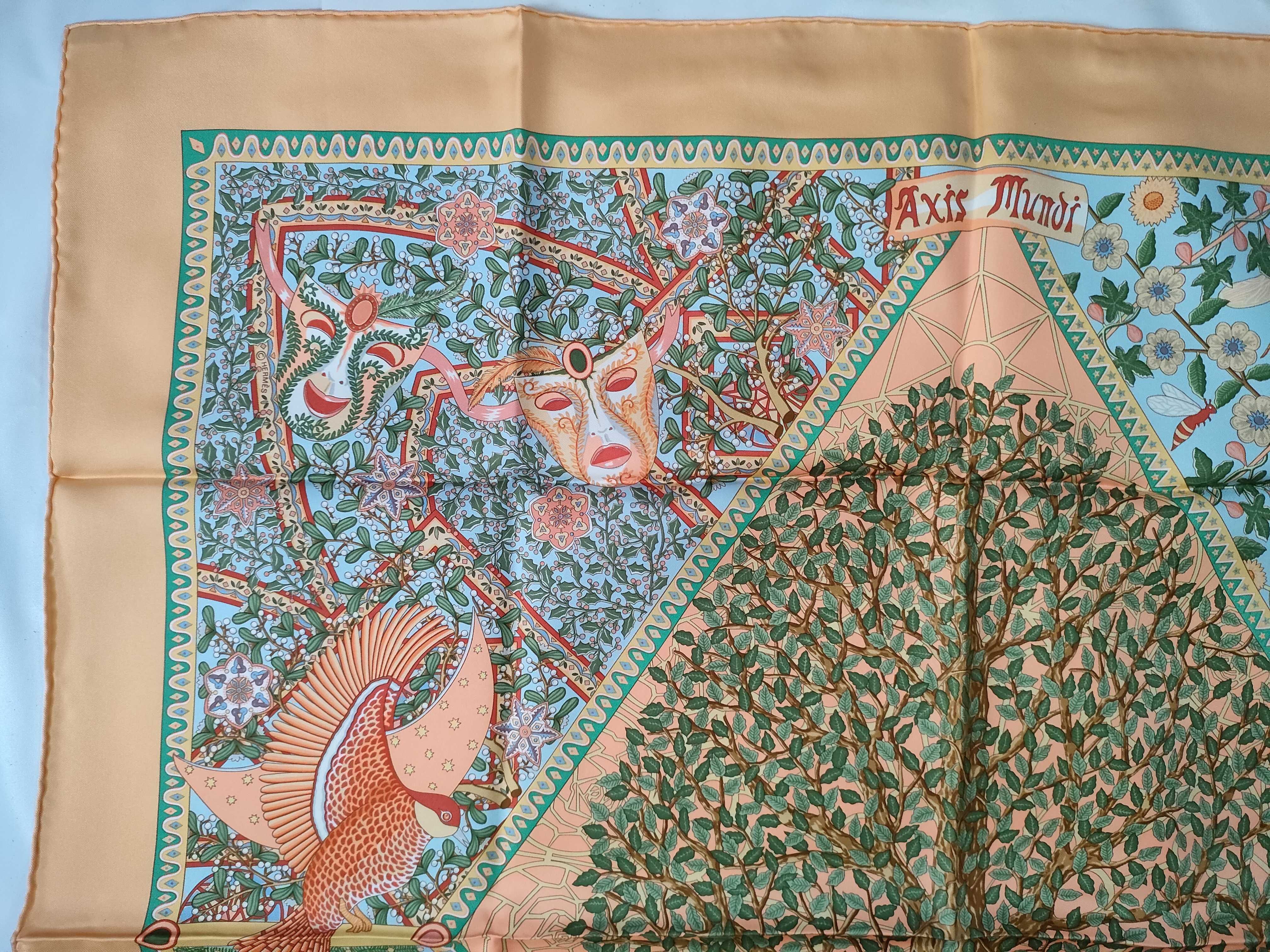 Hermes Paris Silk Twill Axis Mundi Scarf