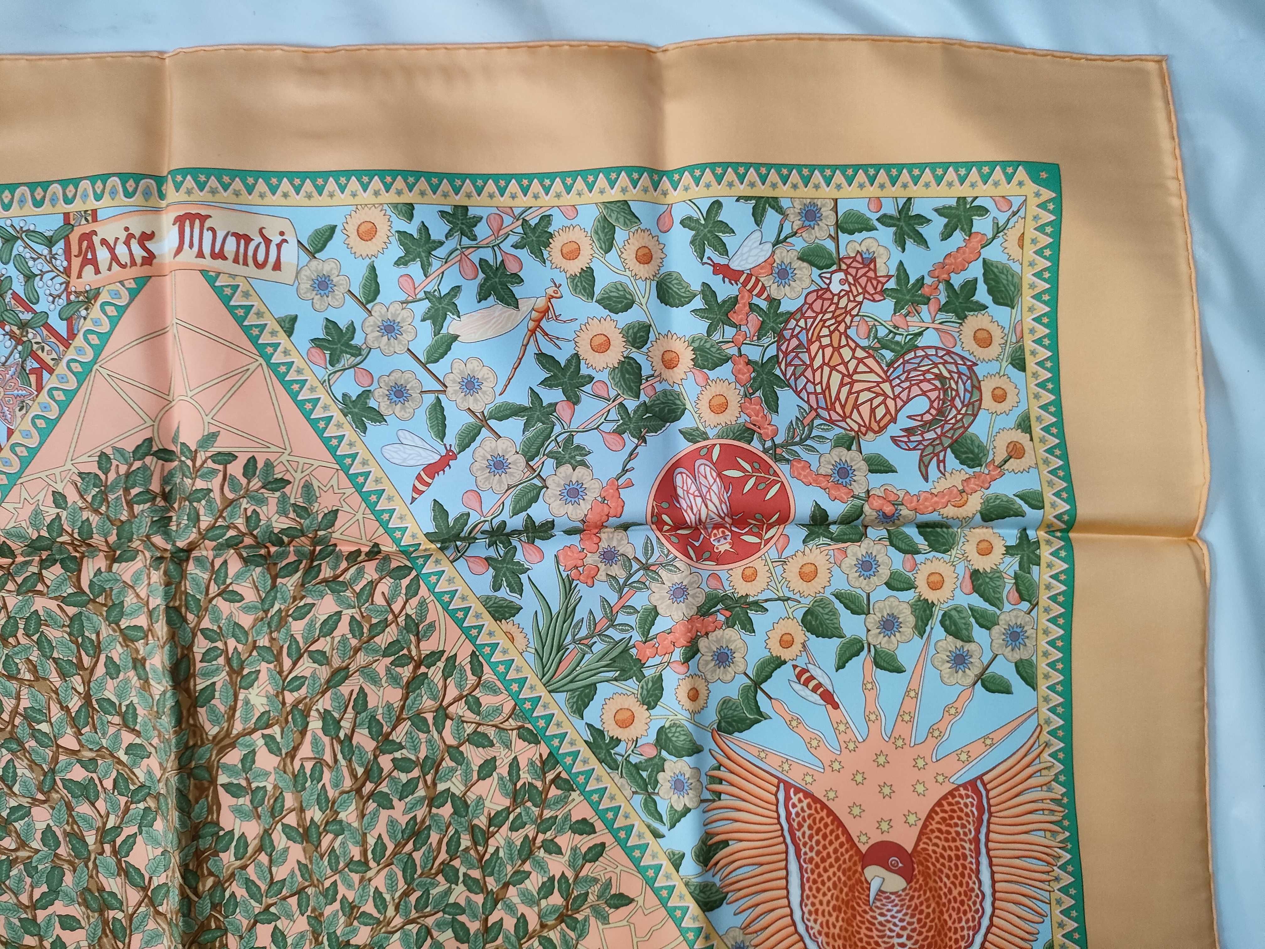 Hermes Paris Silk Twill Axis Mundi Scarf