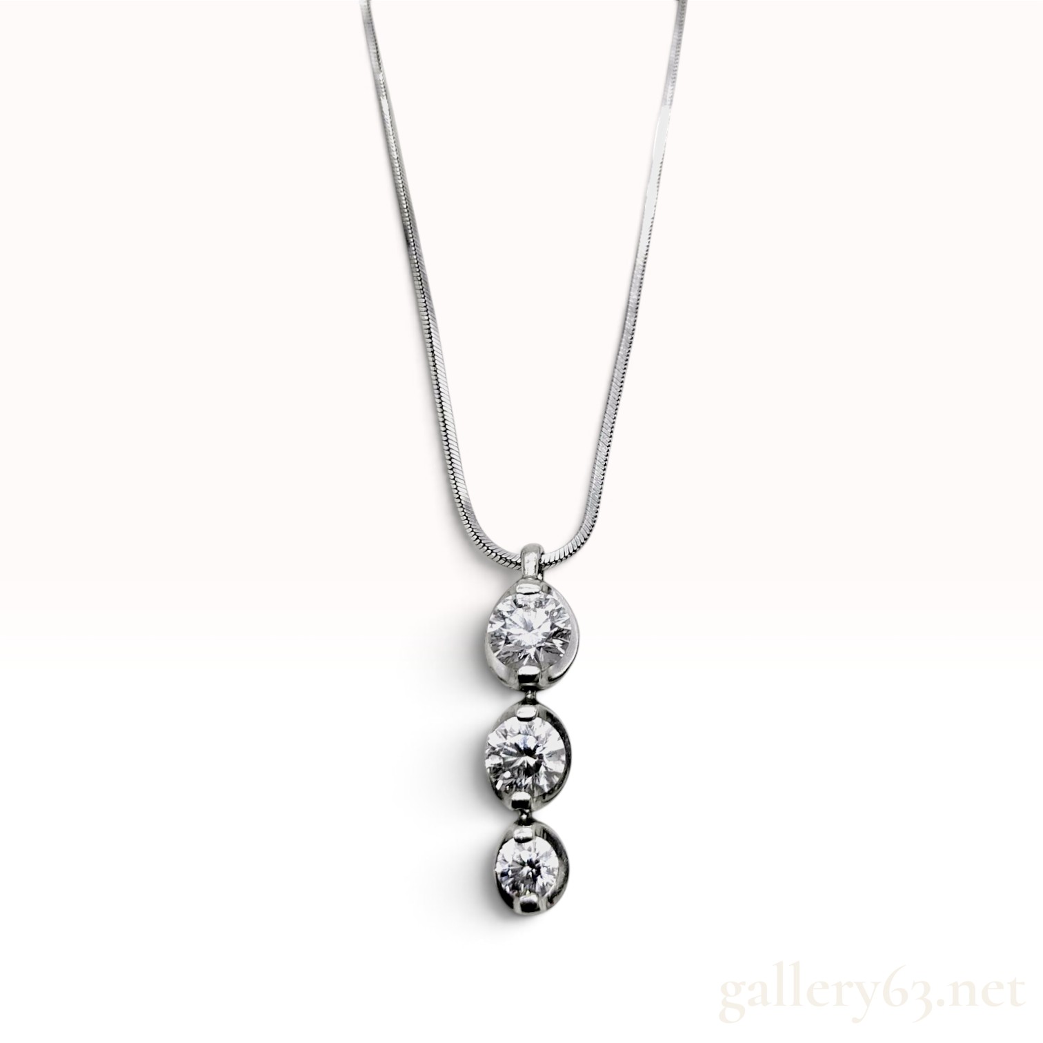 Trilogy Platinum and 1.01 Carat Diamond Three Stone Pendant Necklace