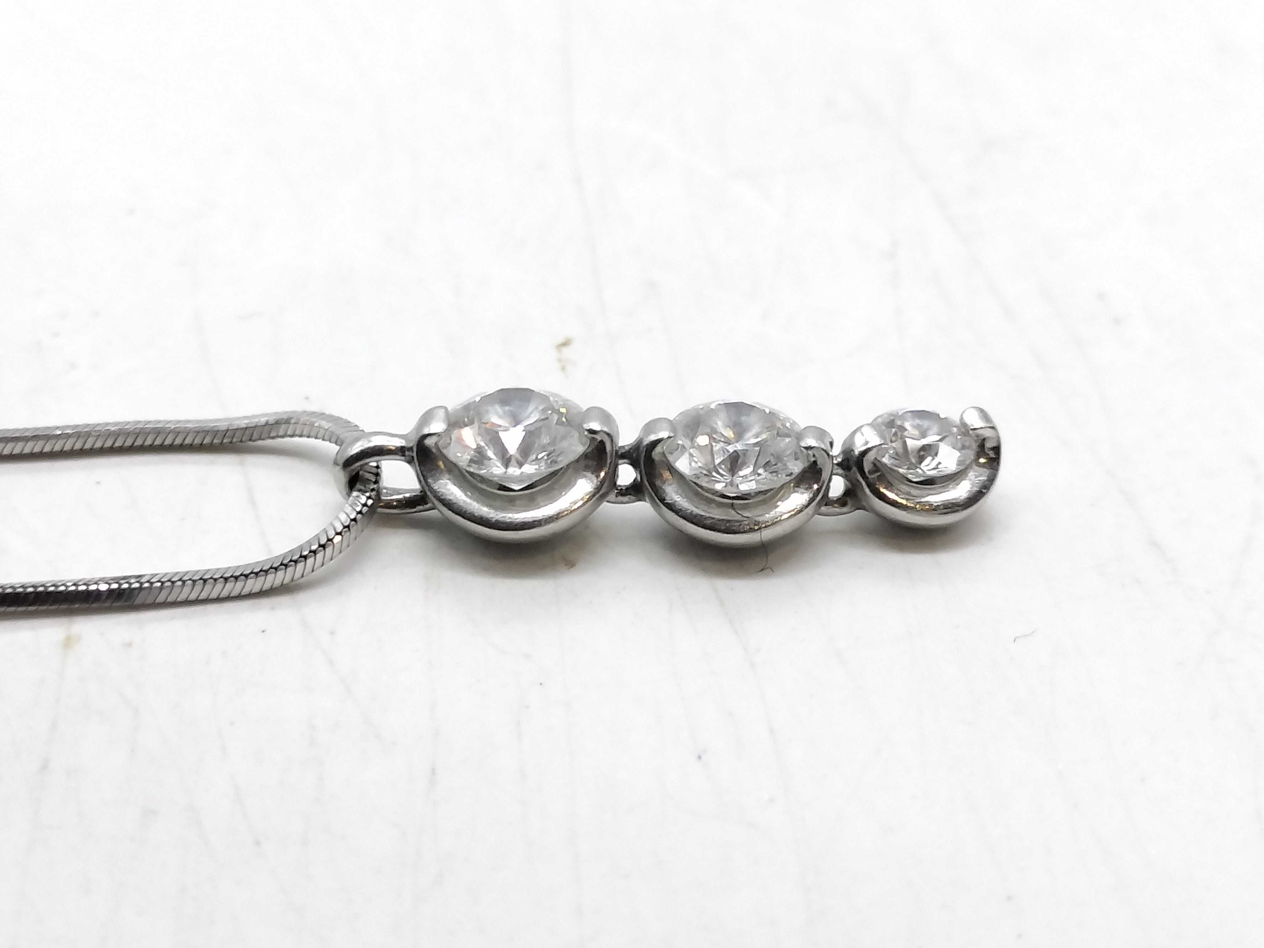 Trilogy Platinum and 1.01 Carat Diamond Three Stone Pendant Necklace