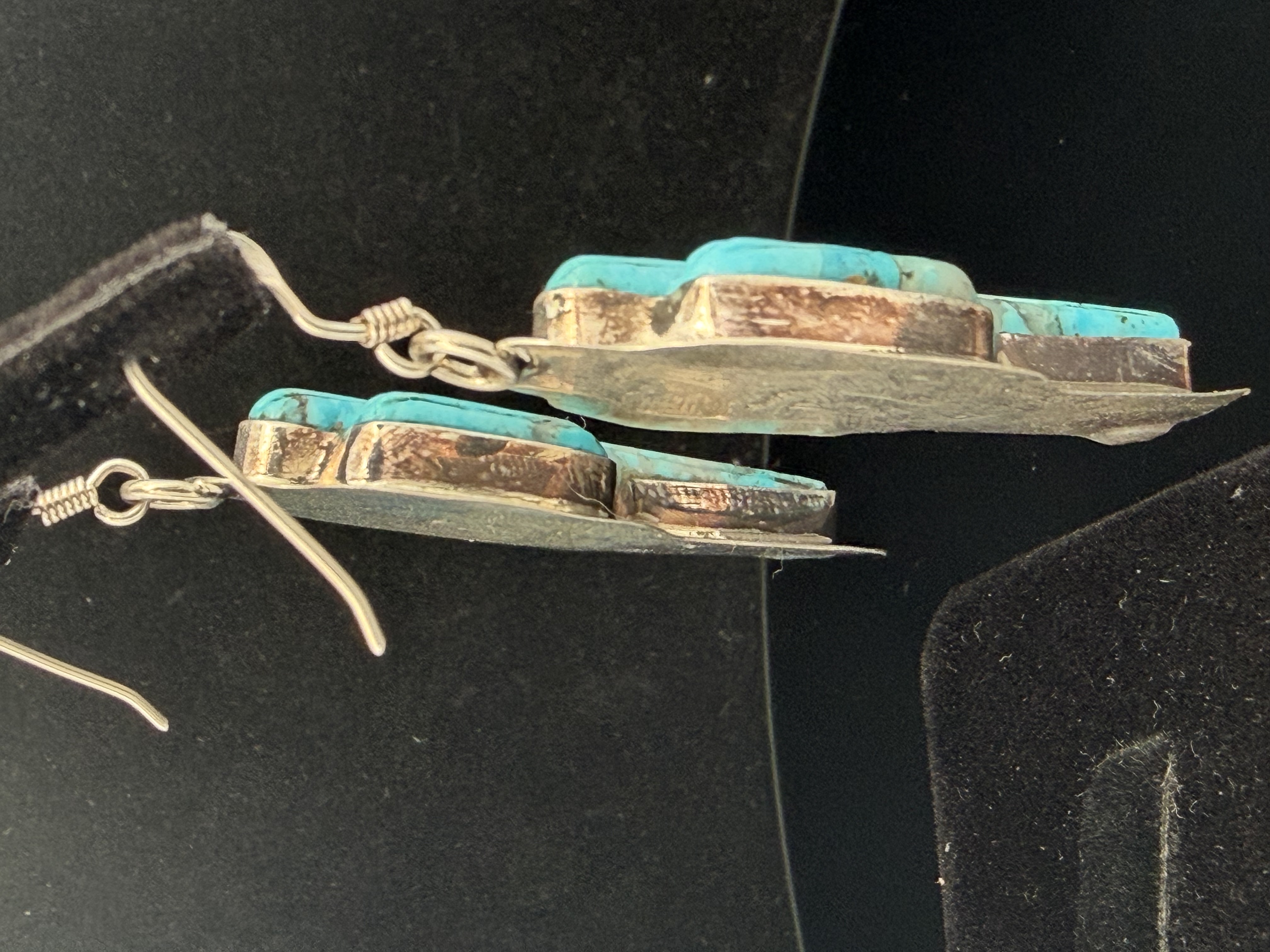 Artist Signed Native American Turquoise Earrings