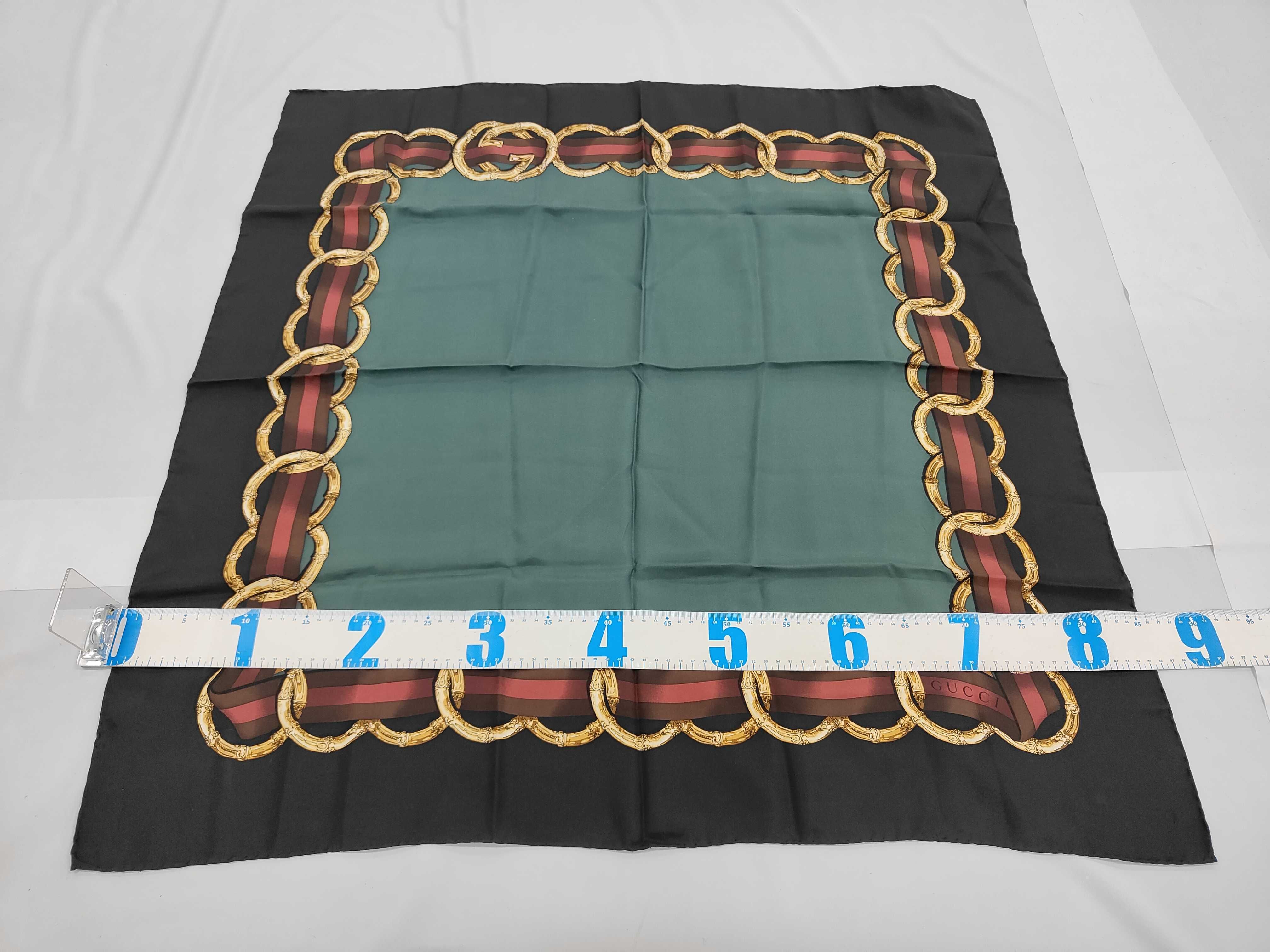 Gucci Bamboo Chain and Web Stripe Silk Scarf