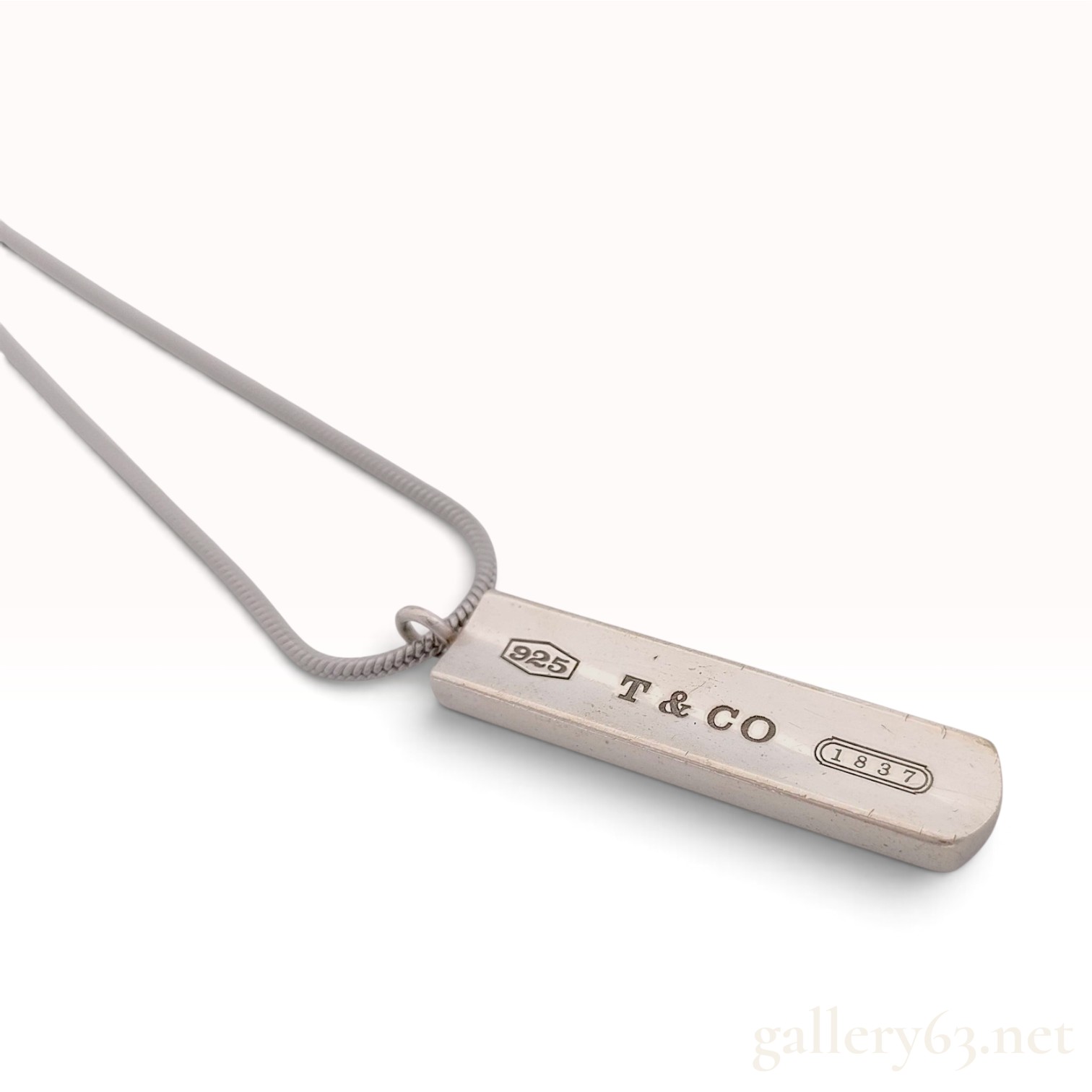 Tiffany & Co. 1837 Sterling Silver Bar Pendant Necklace