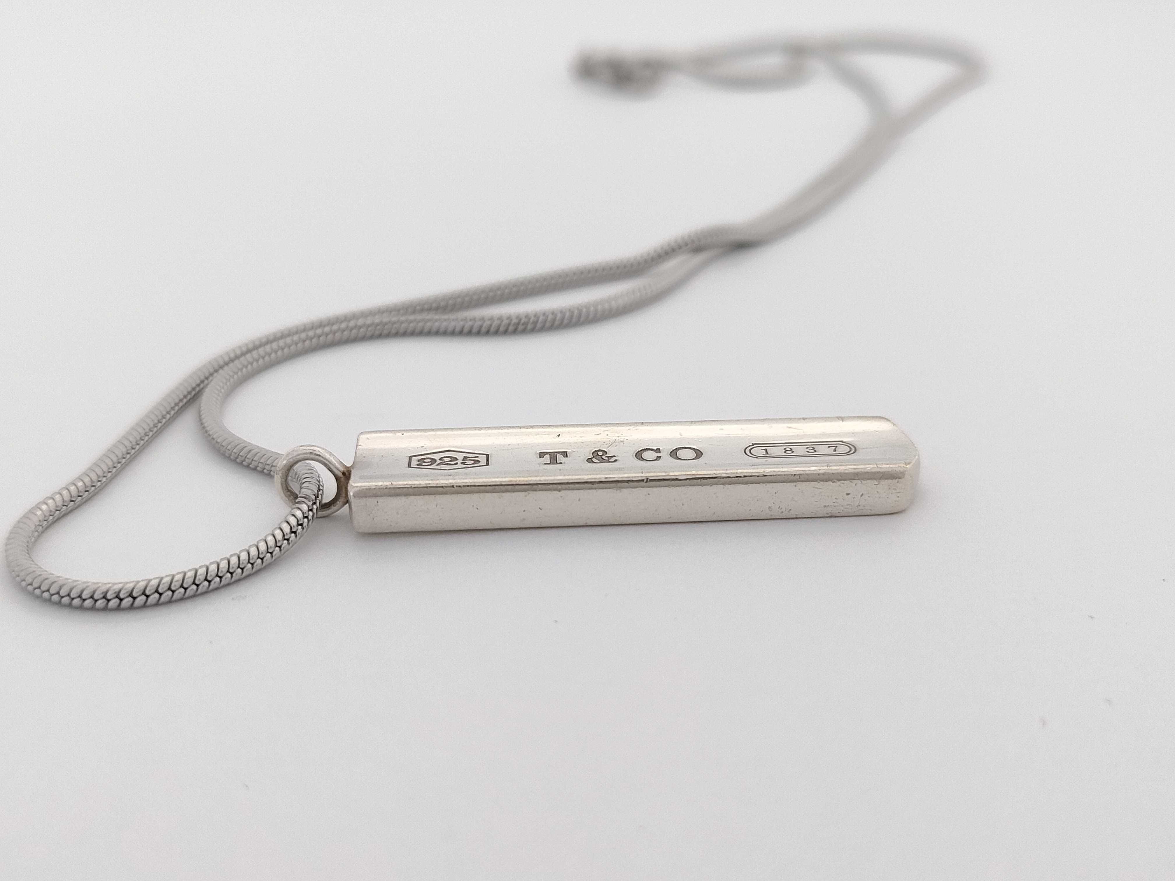 Tiffany & Co. 1837 Sterling Silver Bar Pendant Necklace