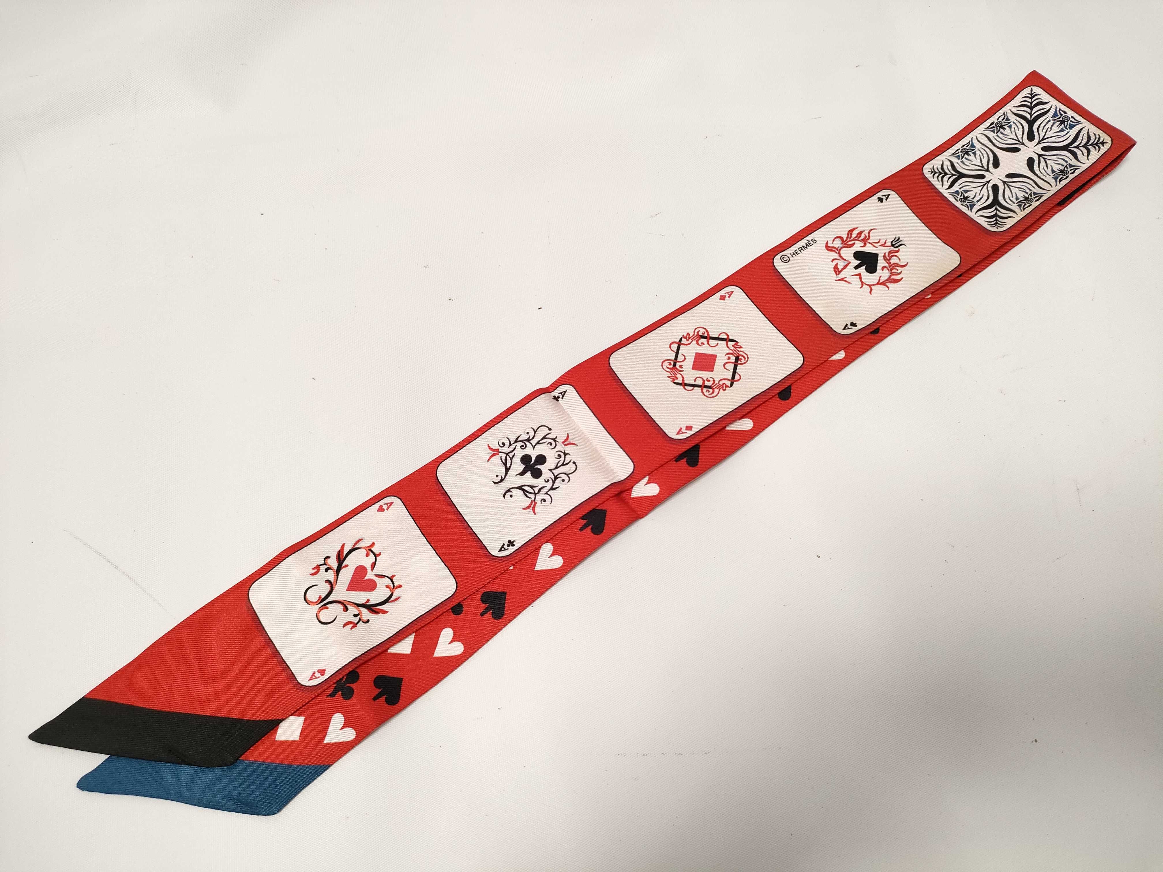 Hermes Jeu de Cartes Silk Twilly Scarf by A.M. Cassandre