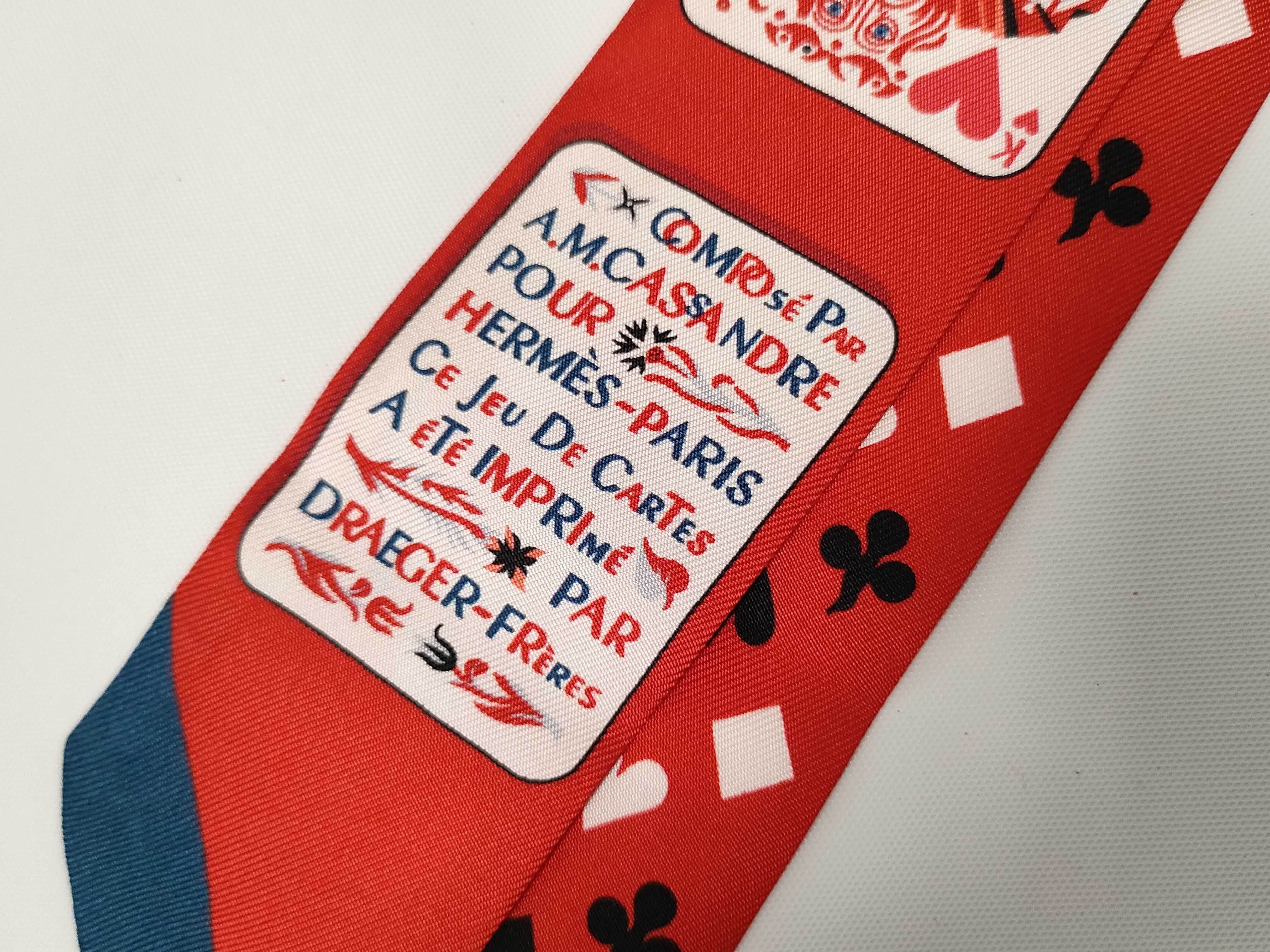 Hermes Jeu de Cartes Silk Twilly Scarf by A.M. Cassandre