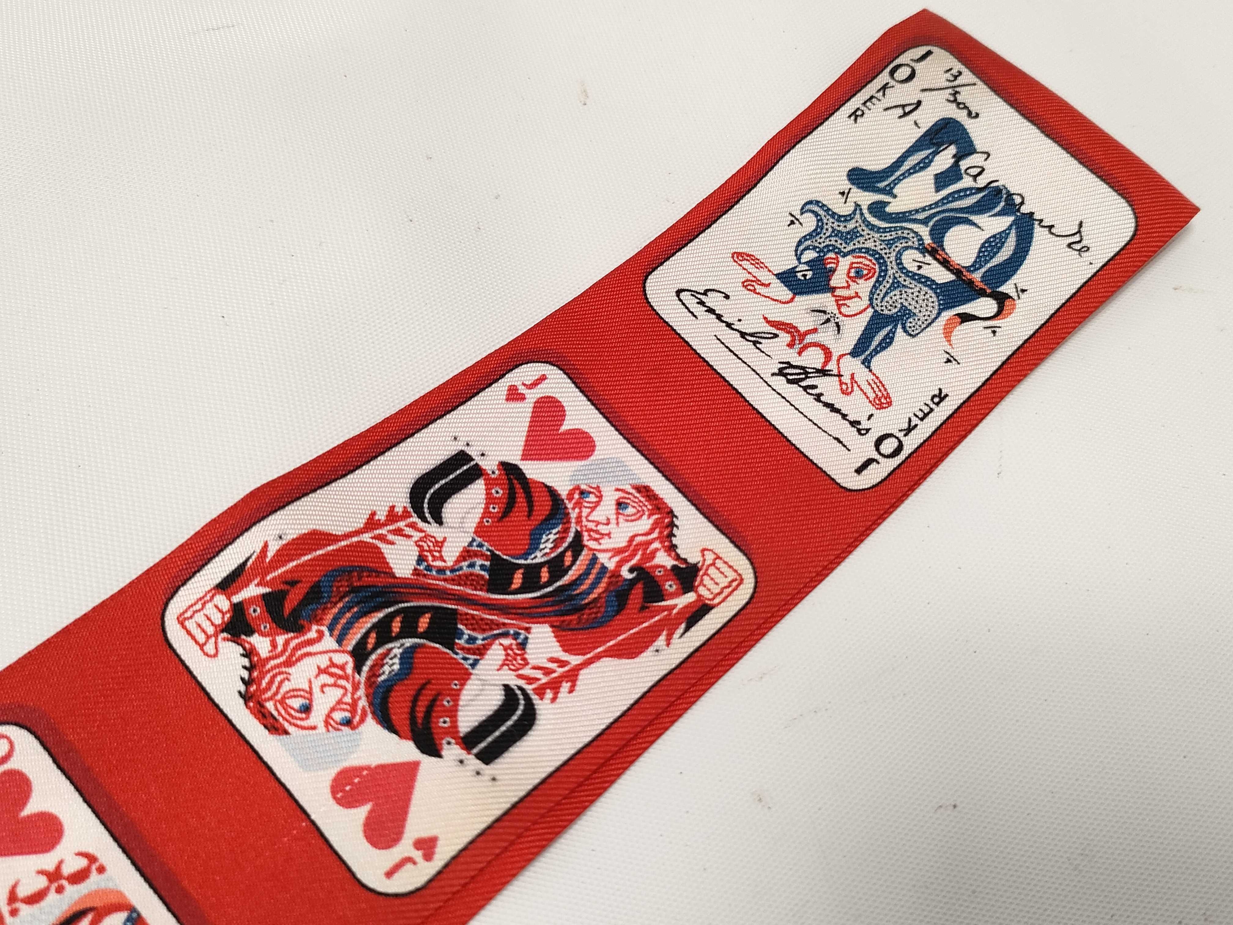 Hermes Jeu de Cartes Silk Twilly Scarf by A.M. Cassandre