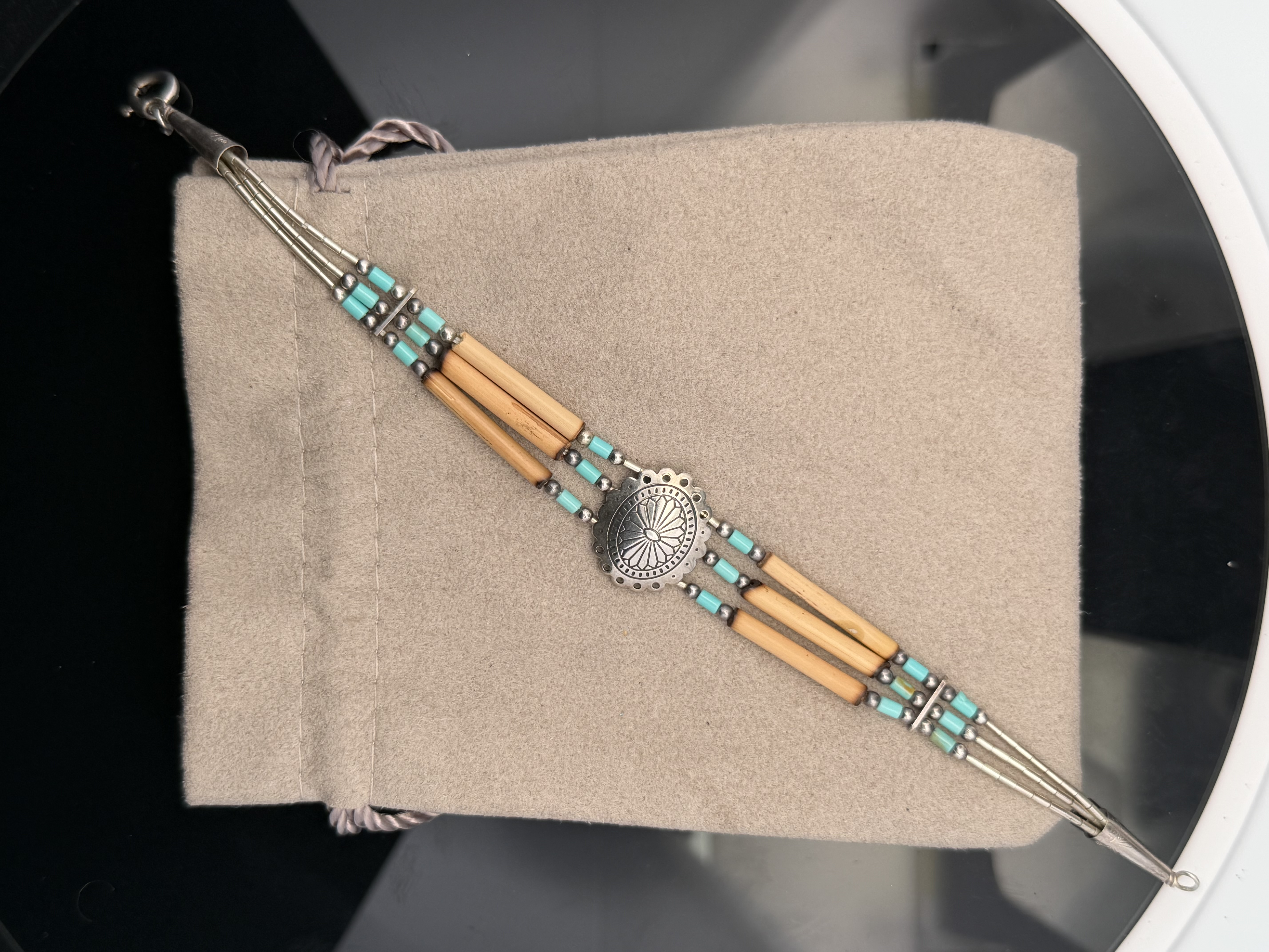Estate Native American Turquoise Sterling Bracelet