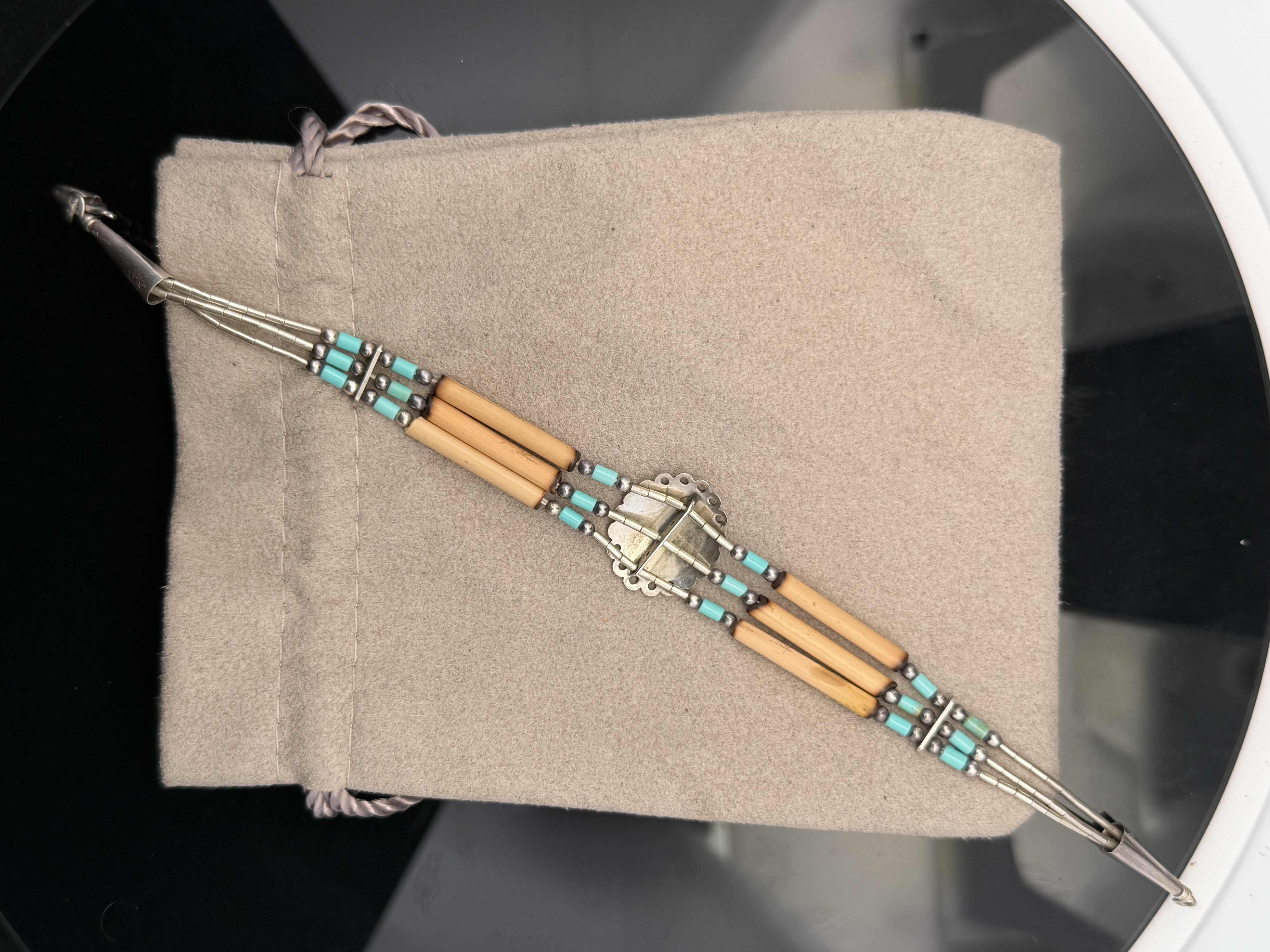 Estate Native American Turquoise Sterling Bracelet