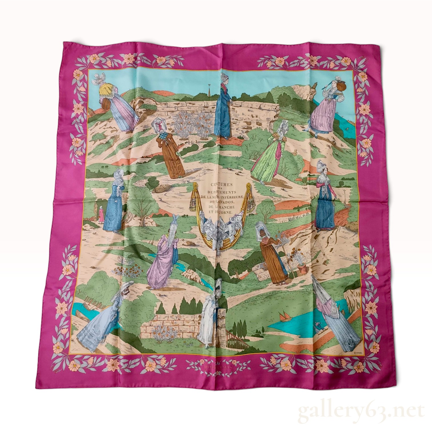 Hermes Costumes des Departements de la Seine Silk Scarf by Zoe Pauwels