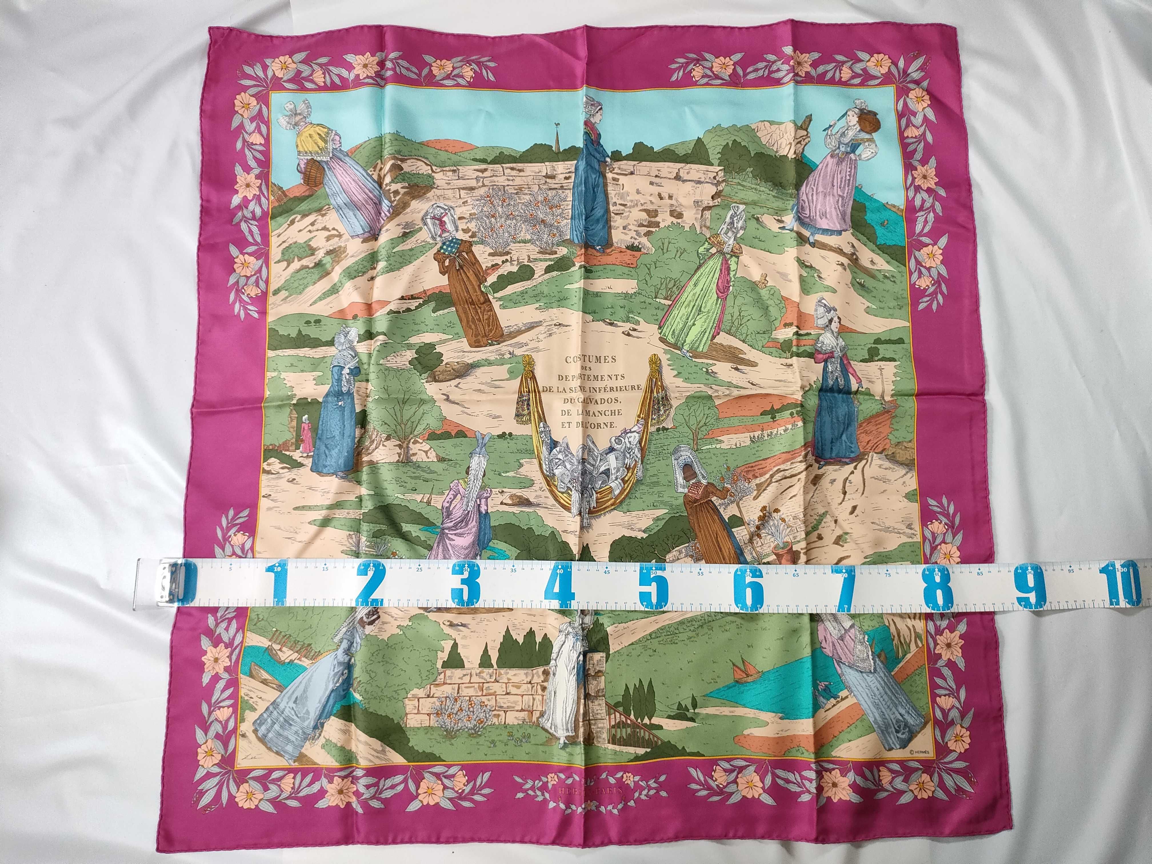 Hermes Costumes des Departements de la Seine Silk Scarf by Zoe Pauwels