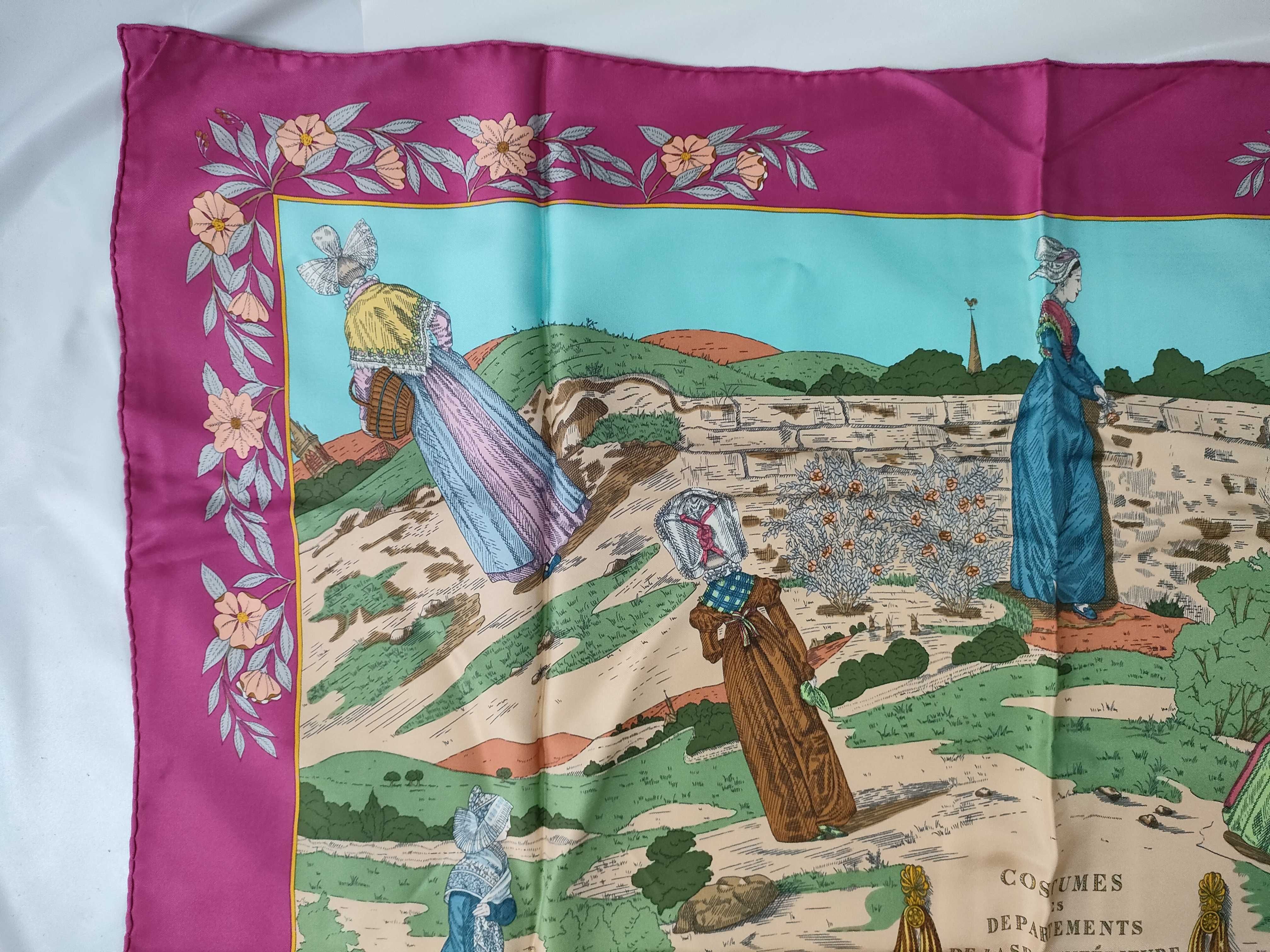 Hermes Costumes des Departements de la Seine Silk Scarf by Zoe Pauwels